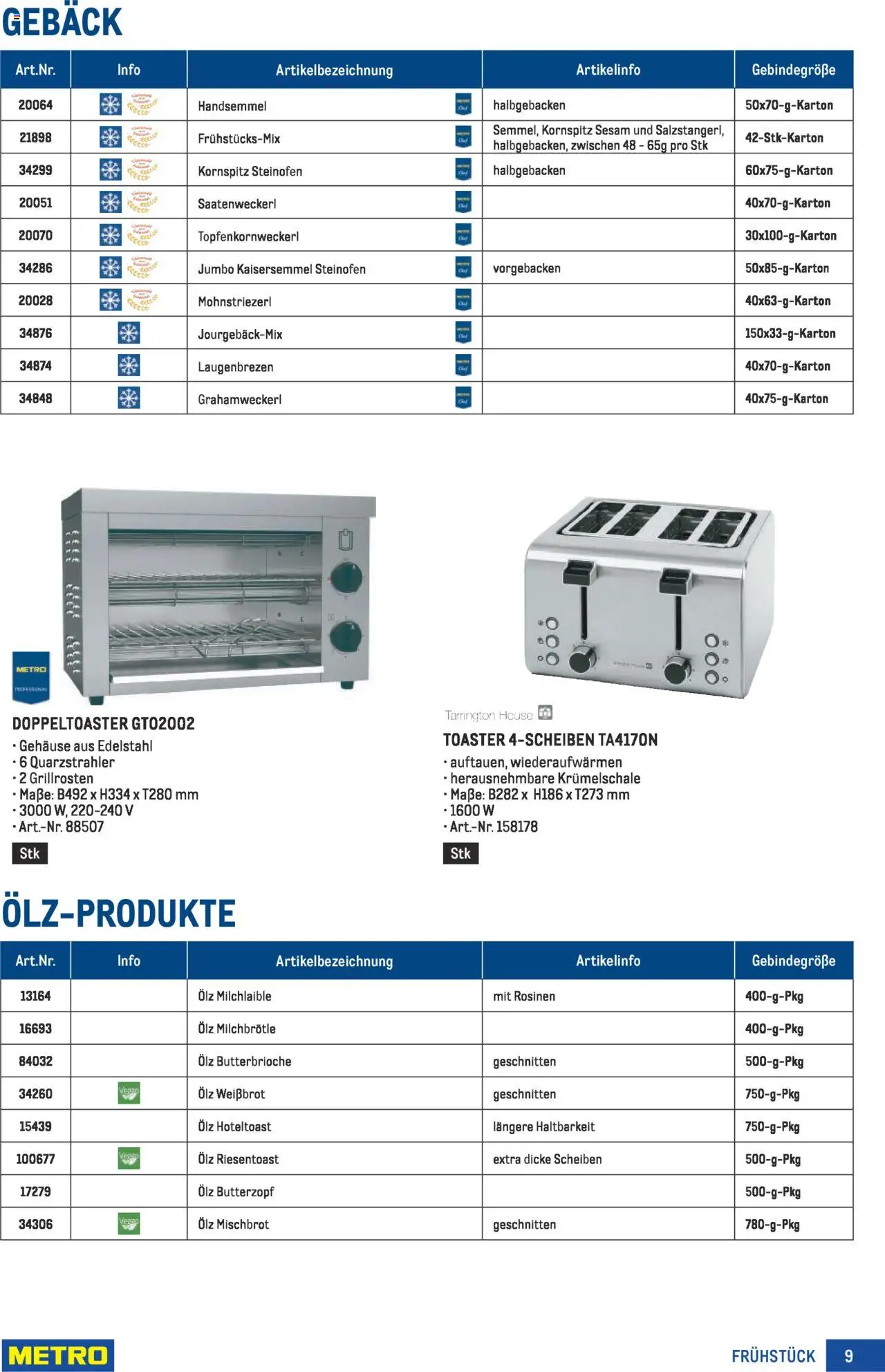 Metro Frühstück Spezial gültig ab 25.09.2025 | Seite: 9 | Produkte: Rosinen, Toaster