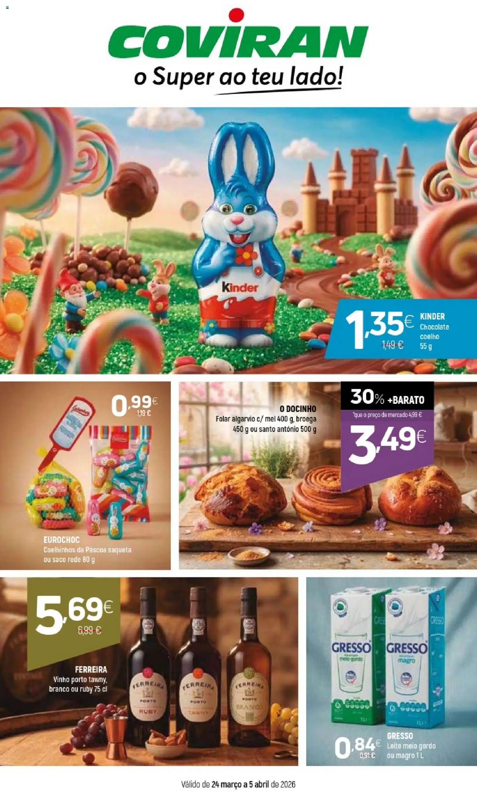 Coviran - folheto │ válido de 24.03.2026 | Página: 1 | Produtos: Leite, Chocolate, Mel, Coelho