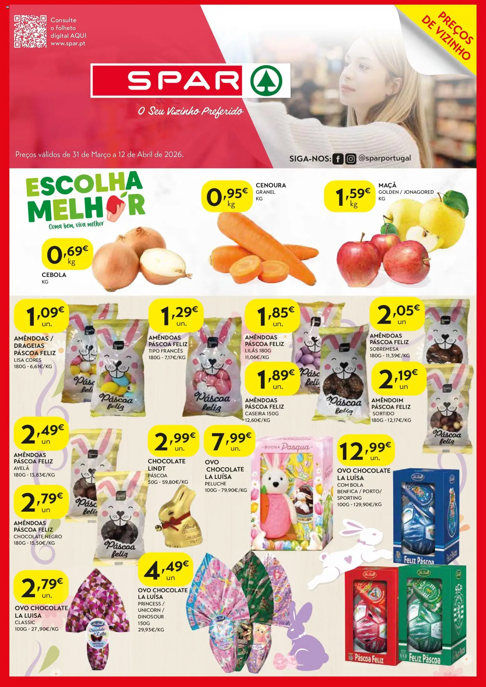 Spar - folheto │ válido de 31.03.2026 | Página: 1 | Produtos: Cebola, Maça, Chocolate, Cenoura