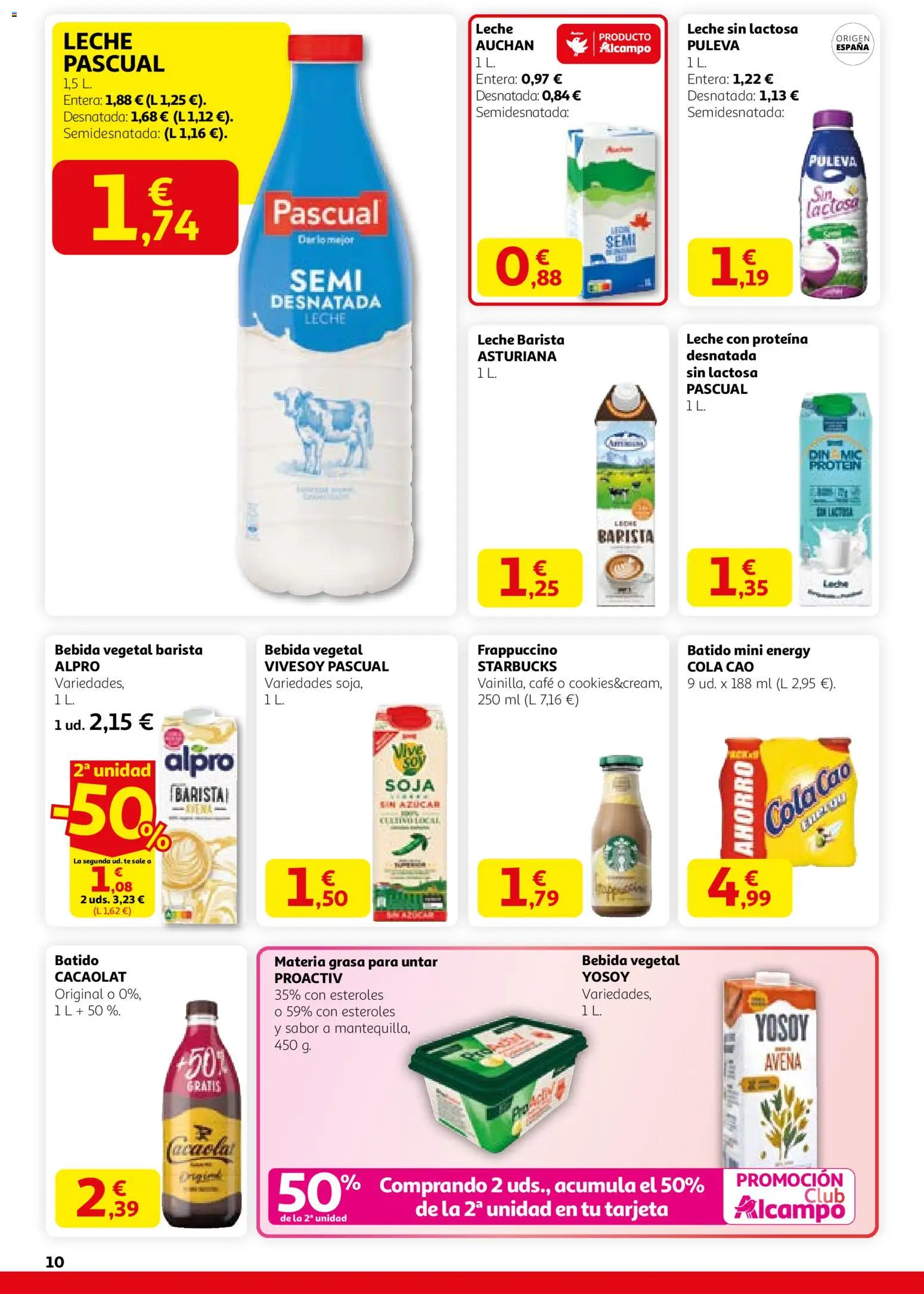 Alcampo folleto │ válido desde el 12.02.2026 | Página: 10 | Productos: Leche sin lactosa, Leche, Café, Té