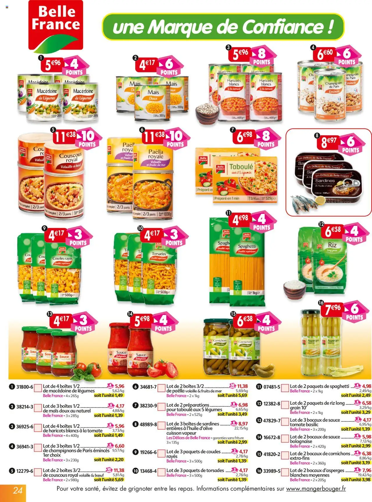  | Page: 24 | Produits: Fruits de mer, Spaghetti, Sardines, Riz