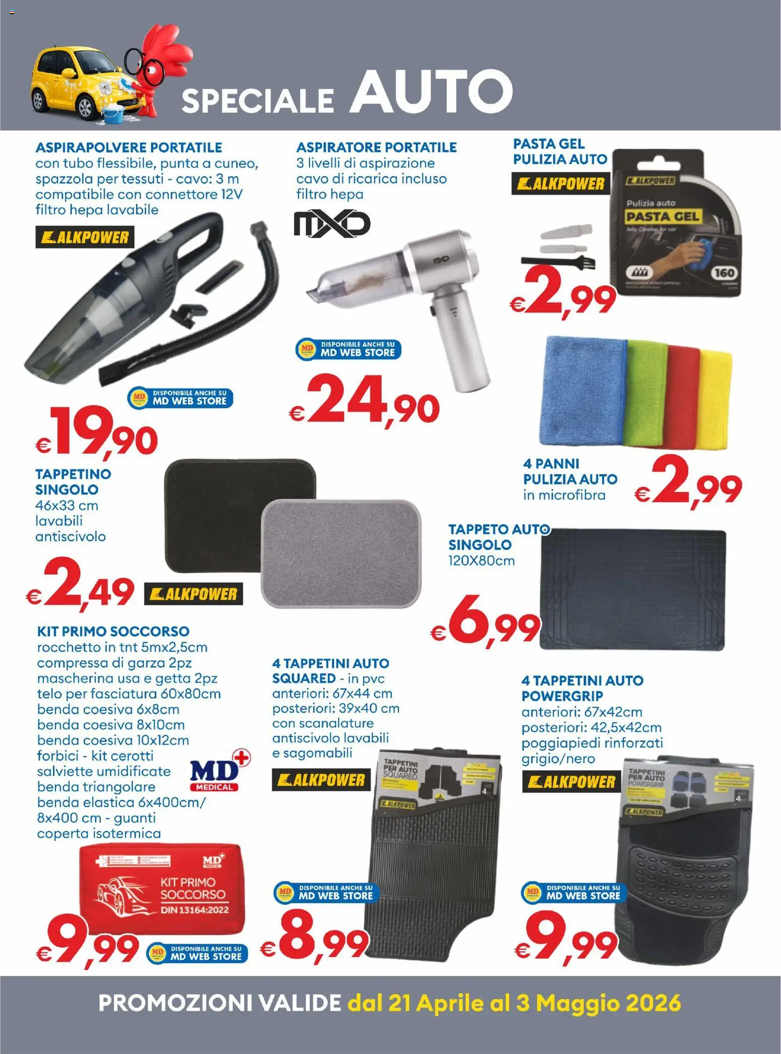 Volantino MD Discount del 21.04.2026 | Pagina: 23 | Prodotti: Poggiapiedi, Guanti, Aspirapolvere, Coperta