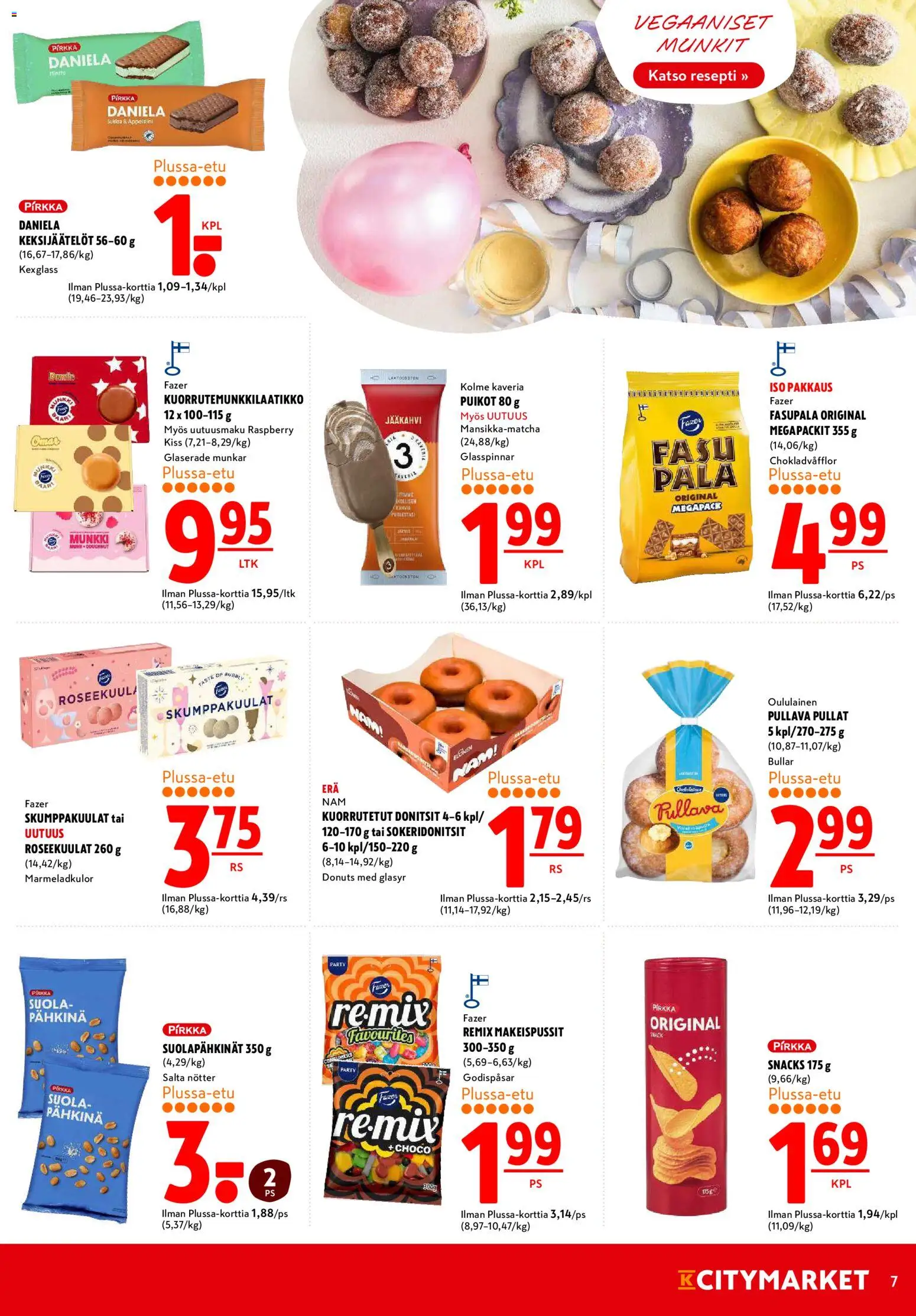 K-Citymarket tarjoukset – voimassa 29.04.2026 alkaen | Sivu: 7 | Tuotteet: Jääkahvi, Makeispussit, Suola