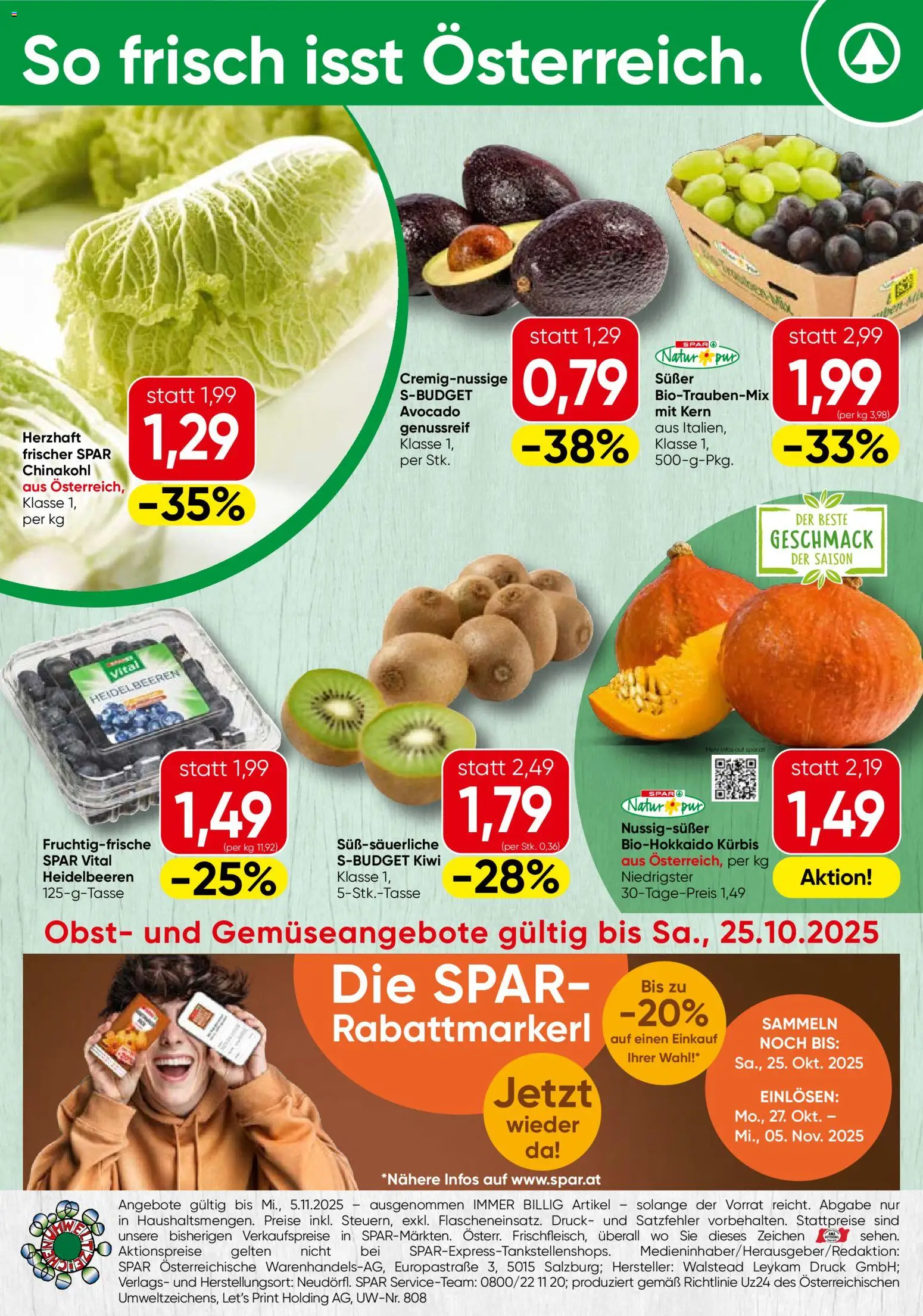 Spar Flugblatt - Burgenland gültig ab 23.10.2025 | Seite: 20 | Produkte: Avocado, Obst, Kürbis, Chinakohl