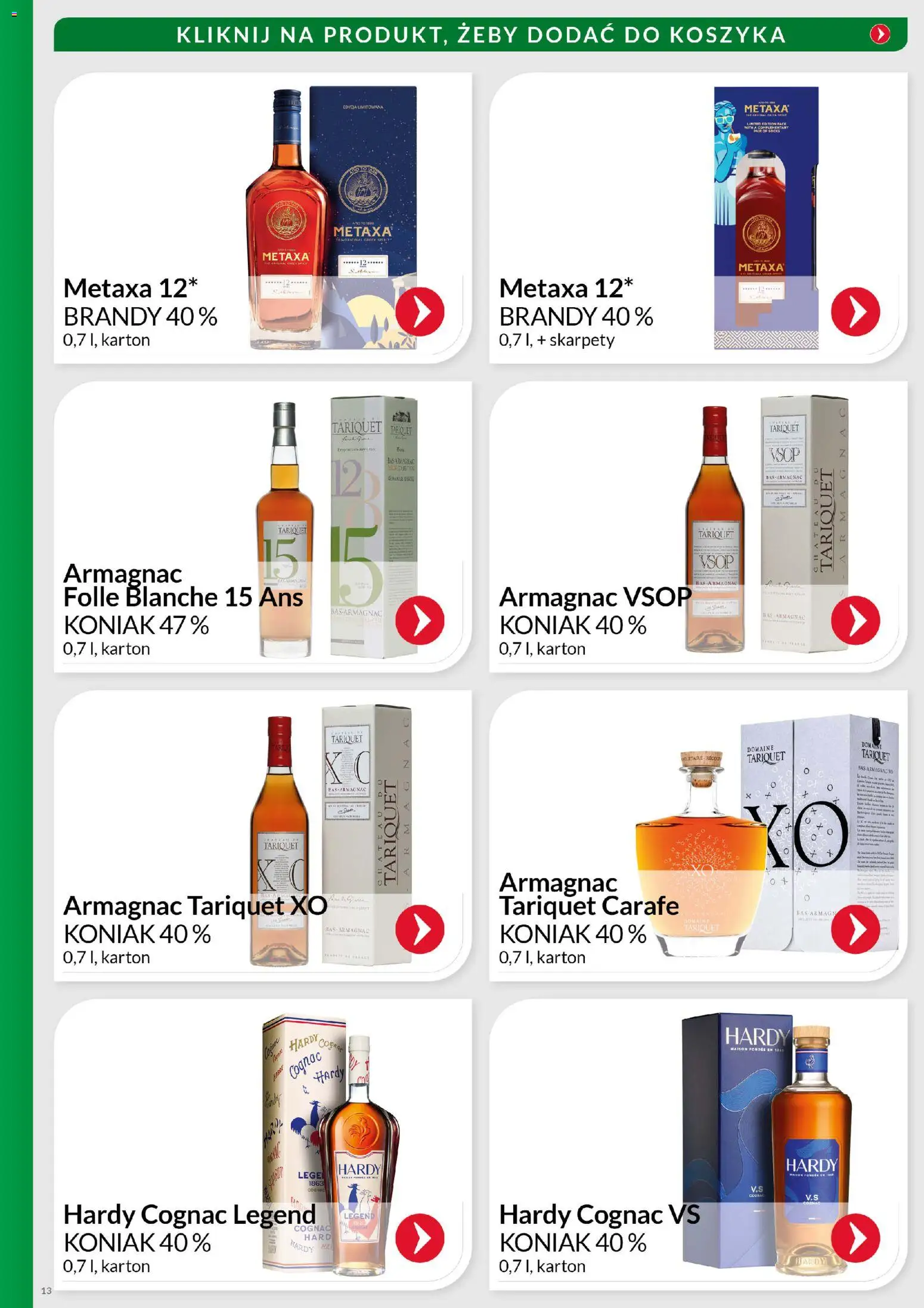 Eurocash Gazetka - Świąteczny Katalog Alkoholi od 01.12.2025 | Strona: 13 | Produkty: Koniak, Skarpety, Metaxa
