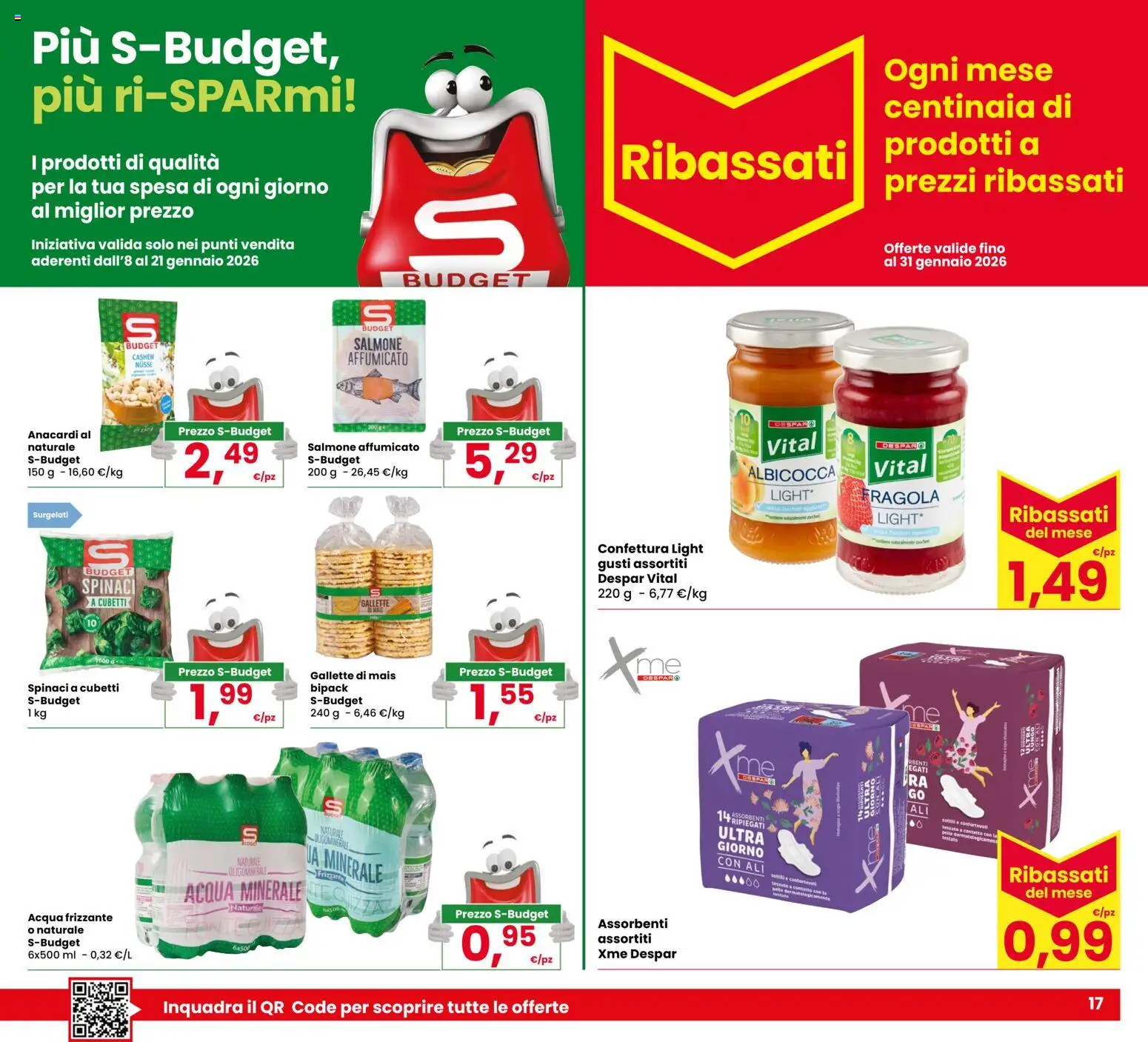 Volantino Despar del 08.01.2026 | Pagina: 17 | Prodotti: Salmone, Acqua, Anacardi, Mais