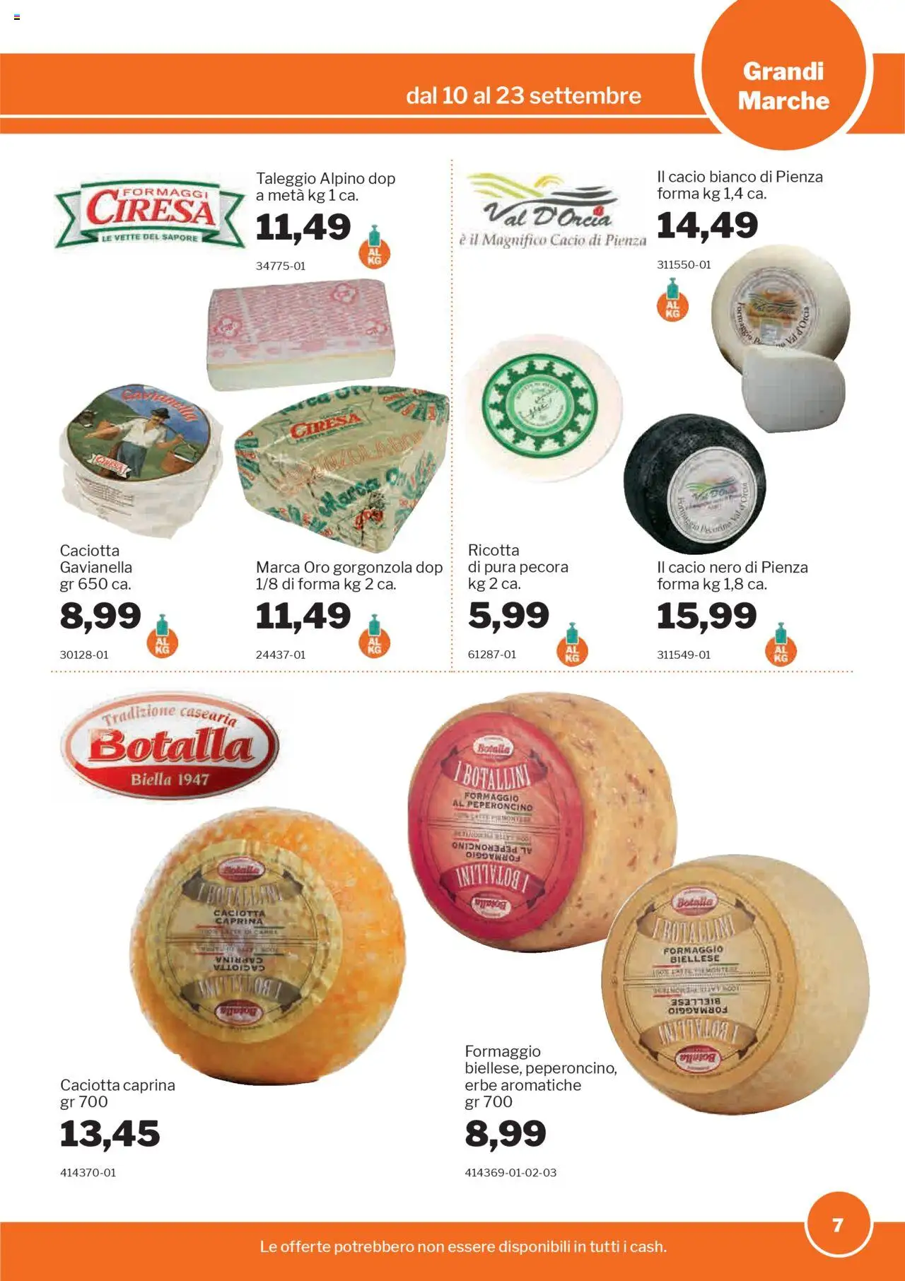 Volantino Sogegross del 10.09.2025 | Pagina: 7 | Prodotti: Formaggio, Peperoncino, Ricotta, Gorgonzola