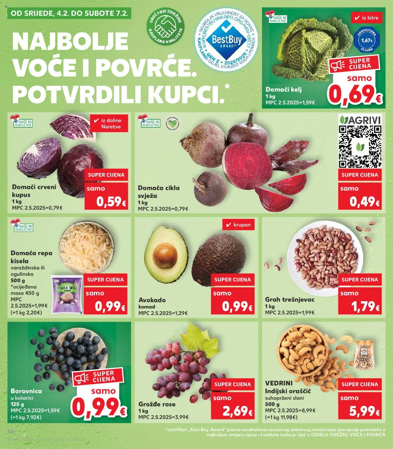 Kaufland katalog | vrijedi od 04.02.2026 | Stranica: 14 | Proizvodi: Grah, Avokado, Kupus, Grožđe