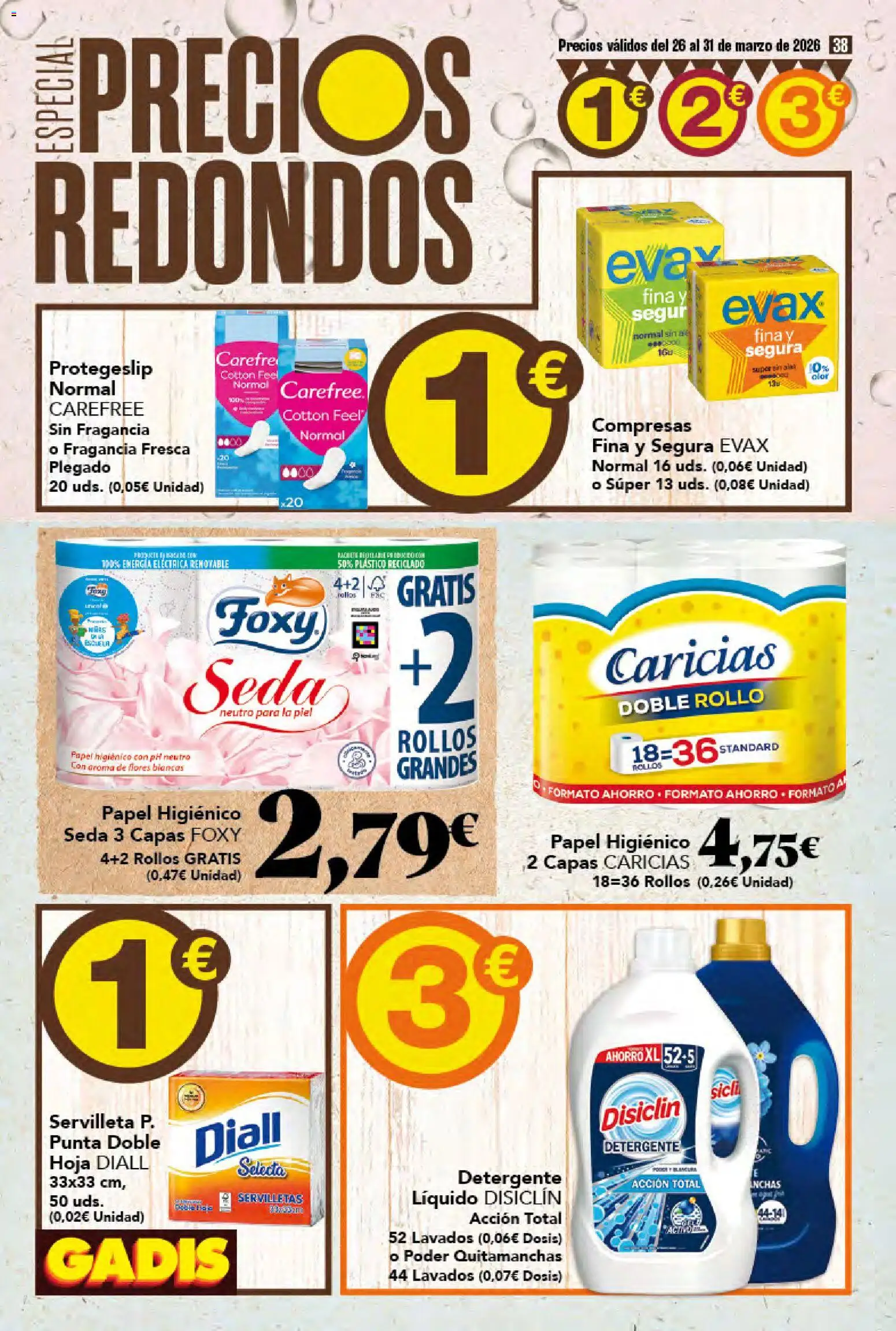 Gadis folleto │ válido desde el 26.03.2026 | Página: 38 | Productos: Fragancia, Quitamanchas, Papel higienico, Γλυφιτζούρι