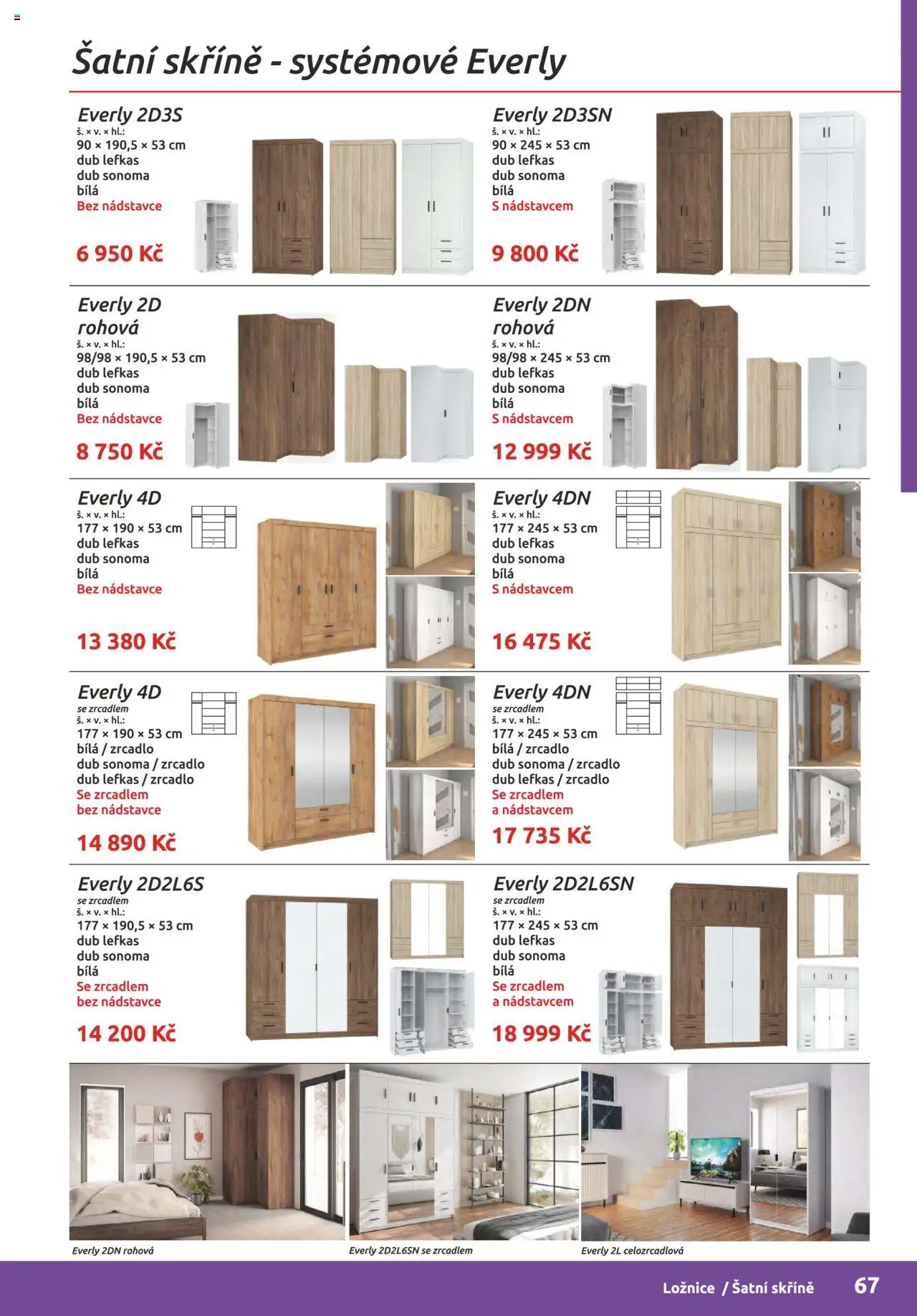 ORFA nábytek katalog 2025-2026 od 01.10.2025 | Strana: 67 | Produkty: Skříně, Zrcadlo, Šatní skříně