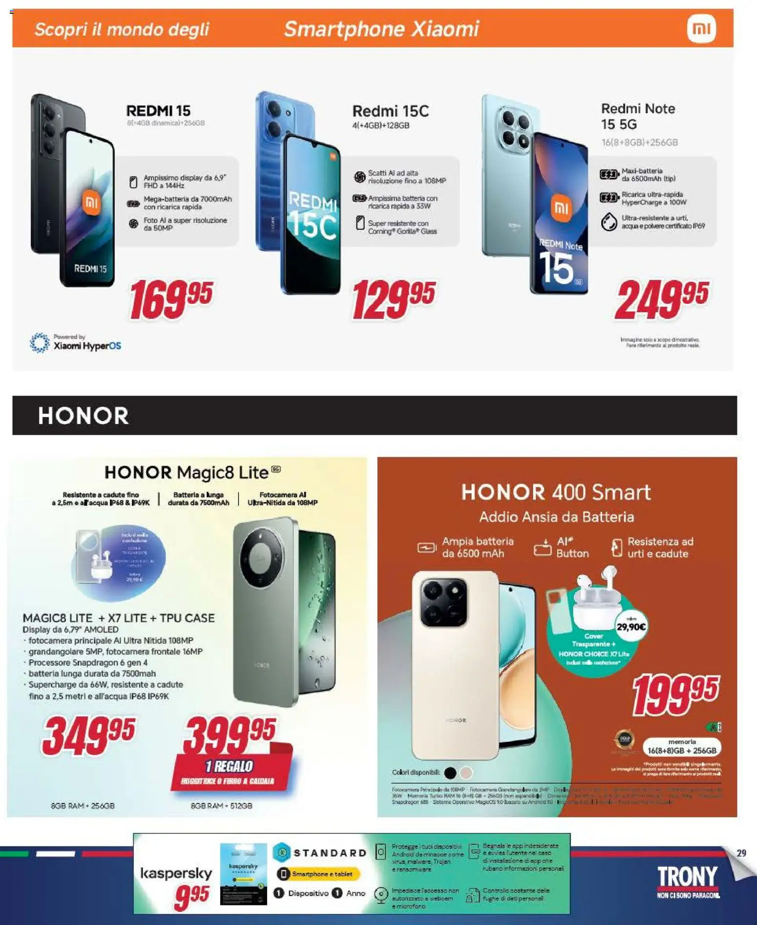 Volantino Trony del 09.04.2026 | Pagina: 29 | Prodotti: Caldaia, Acqua, Smartphone, Tablet