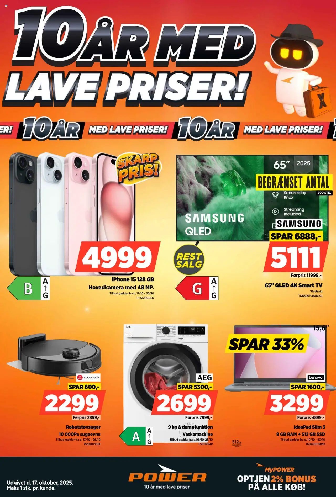 Power tilbudsavis – gyldig fra 17.10.2025 | Side: 1 | Produkter: RAM, Robotstøvsuger, TV, Vaskemaskine