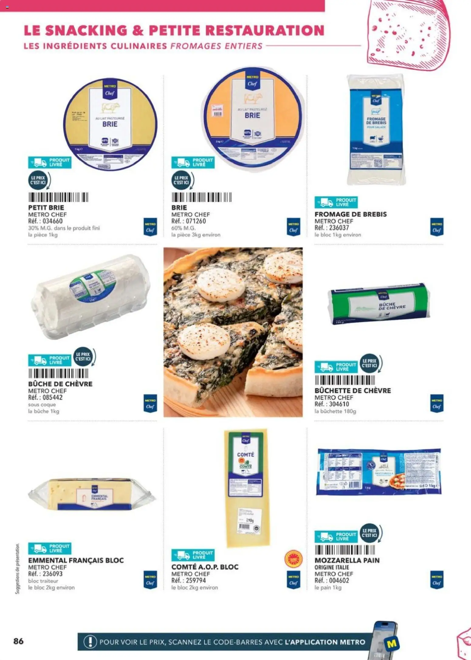 {H1} | Page: 86 | Produits: Emmental, Mozzarella, Pain, Livre