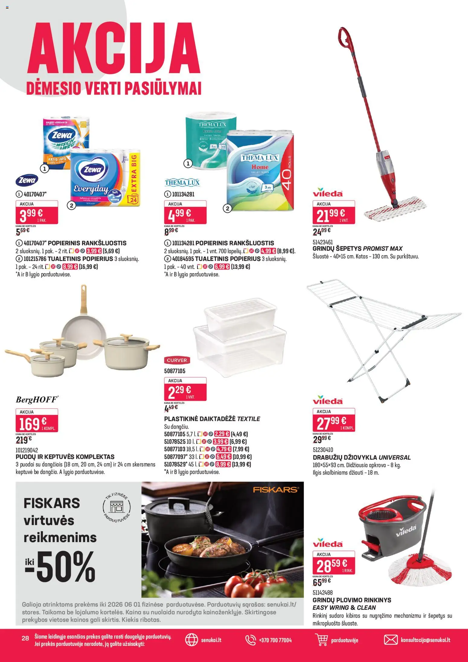 Senukai akcijos nuo 30.04.2026 | Puslapis: 28 | Prekių: Džiovykla, Keptuvė, Rankšluostis, Kibiras