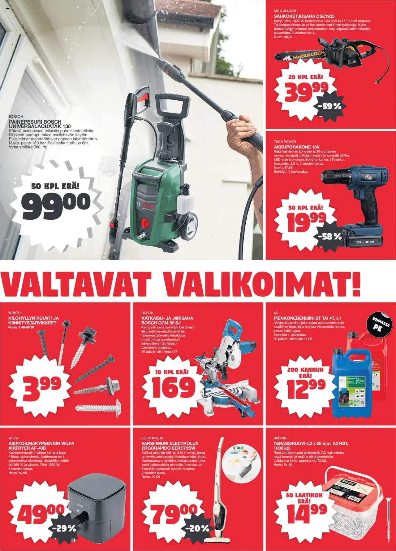 Tokmanni - Kemiönsaari Avajaistarjoukset – voimassa 11.09.2025 alkaen | Sivu: 3 | Tuotteet: Varsi-imuri, Ruuvit, Painepesuri, Pumppu