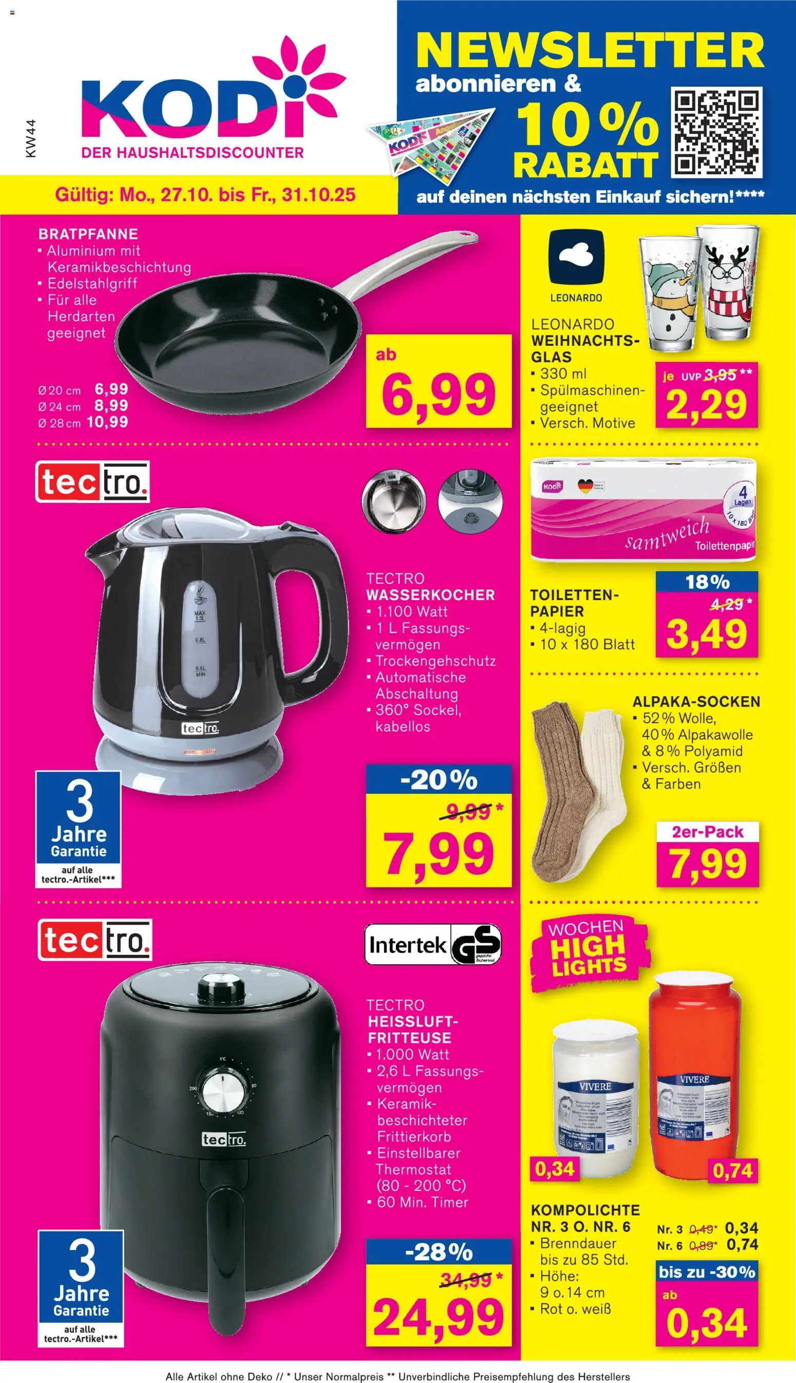 KODi Prospekt 	 – gültig ab 27.10.2025 | Seite: 1 | Produkte: Wasserkocher, Fritteuse