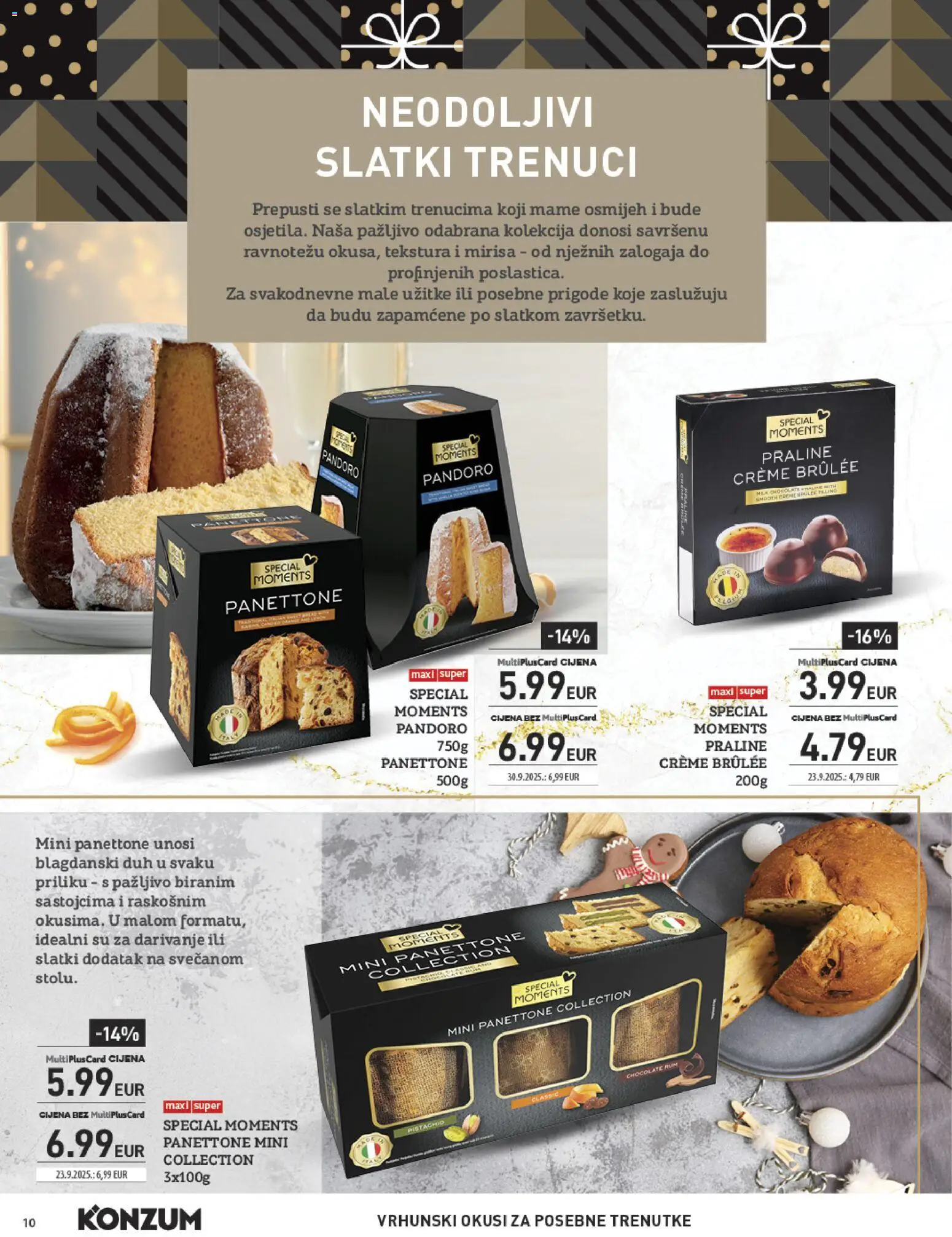 Konzum katalog | vrijedi od 10.11.2025 | Stranica: 10 | Proizvodi: Panettone, Praline, Rum