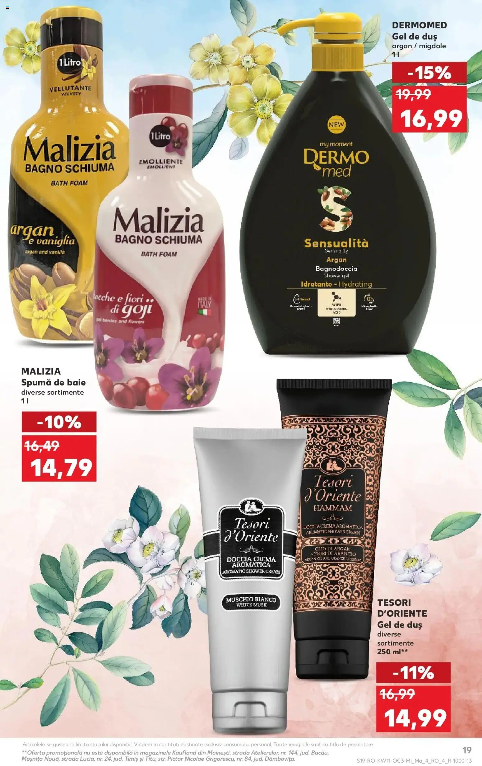 Noul catalog Kaufland – valabil de la 11.03.2026 | Pagină: 19 | Produse: Duș, Migdale, Gel de duș, Spumă de baie