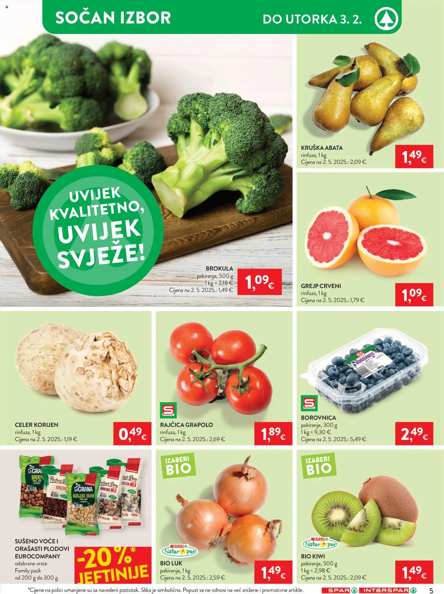 Spar katalog | vrijedi od 28.01.2026 | Stranica: 5 | Proizvodi: Brokula, Grejp, Luk, Badem