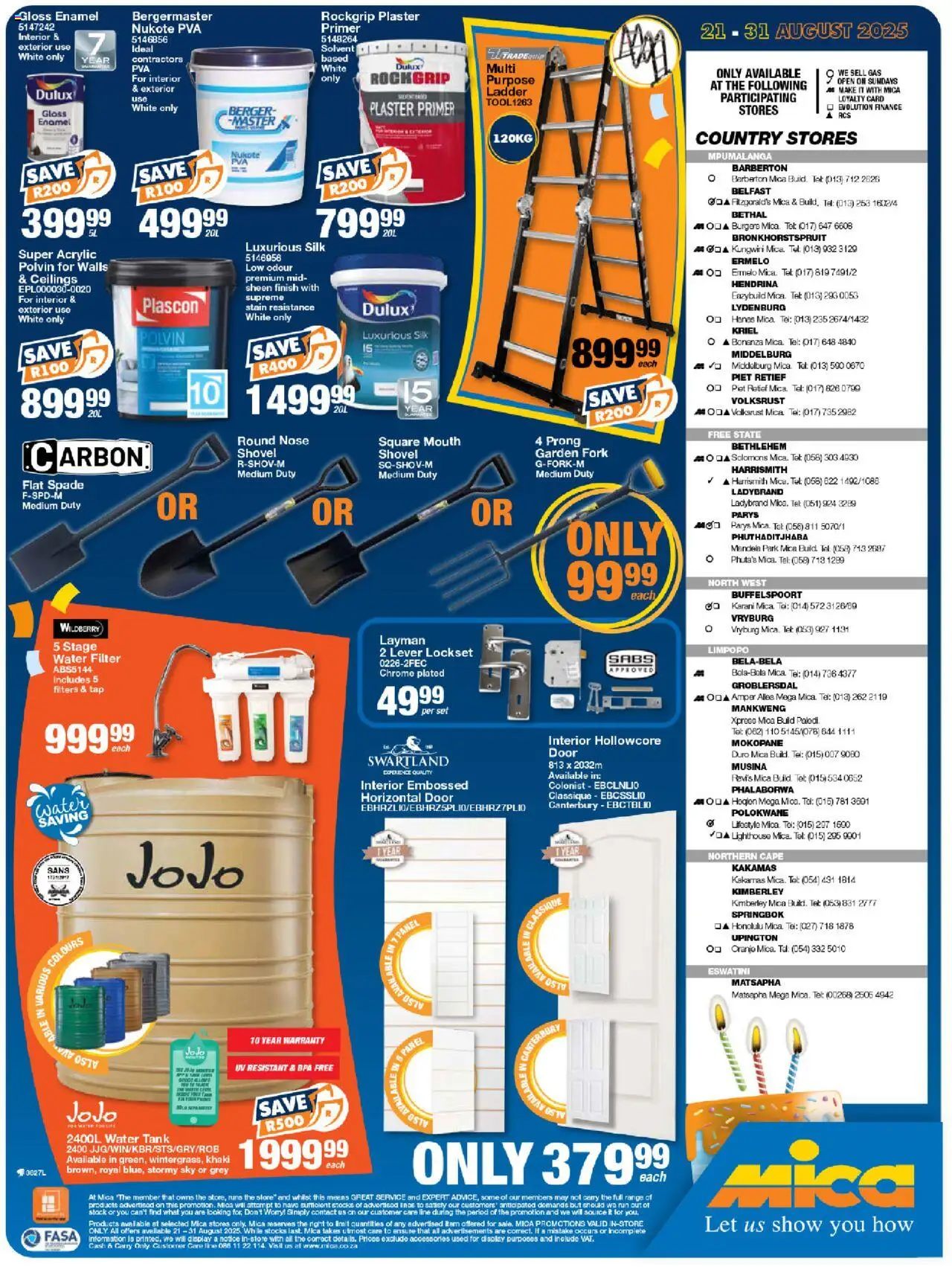 MICA Specials │ valid from 21.08.2025 | Page: 4 | Products: Spade, Garden fork, Tap, Plaster