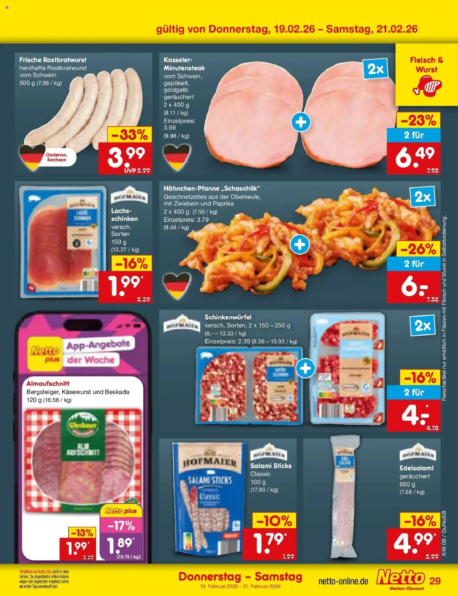 Netto Marken-Discount prospekt Machern	 – gültig ab 16.02.2026 | Seite: 43 | Produkte: Lachs, Zwiebeln, Paprika, Schinken