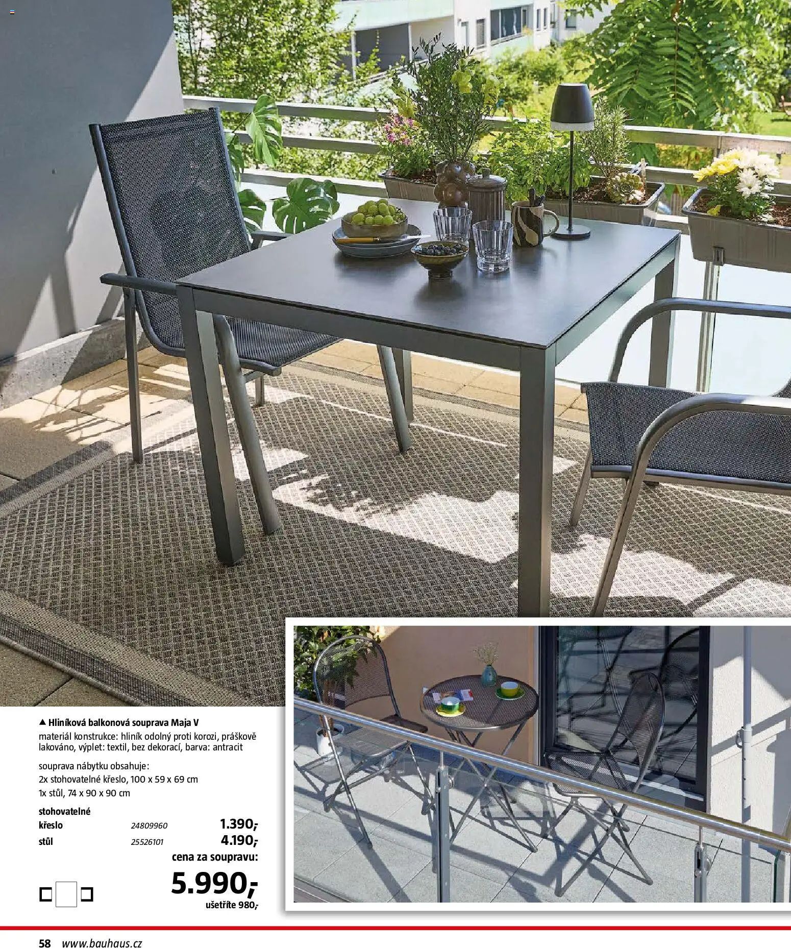 Bauhaus katalog Záhradní nábytek od 08.04.2026 | Strana: 58 | Produkty: Křeslo, Stůl