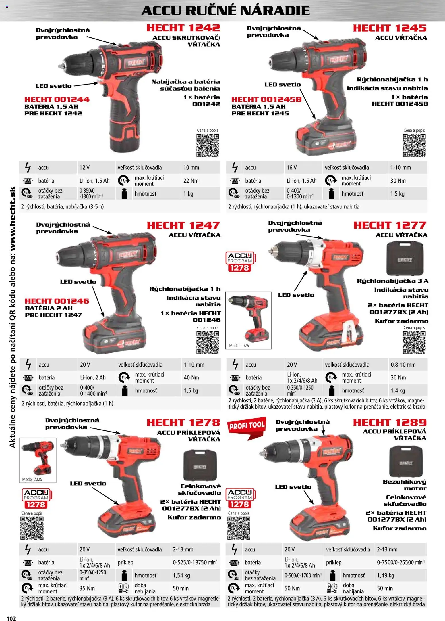 Nové Hecht akcie – leták je platný od 30.10.2025 | Strana: 102 | Produkty: Svetlo, Náradie, Vŕtačka, Nabíjačka