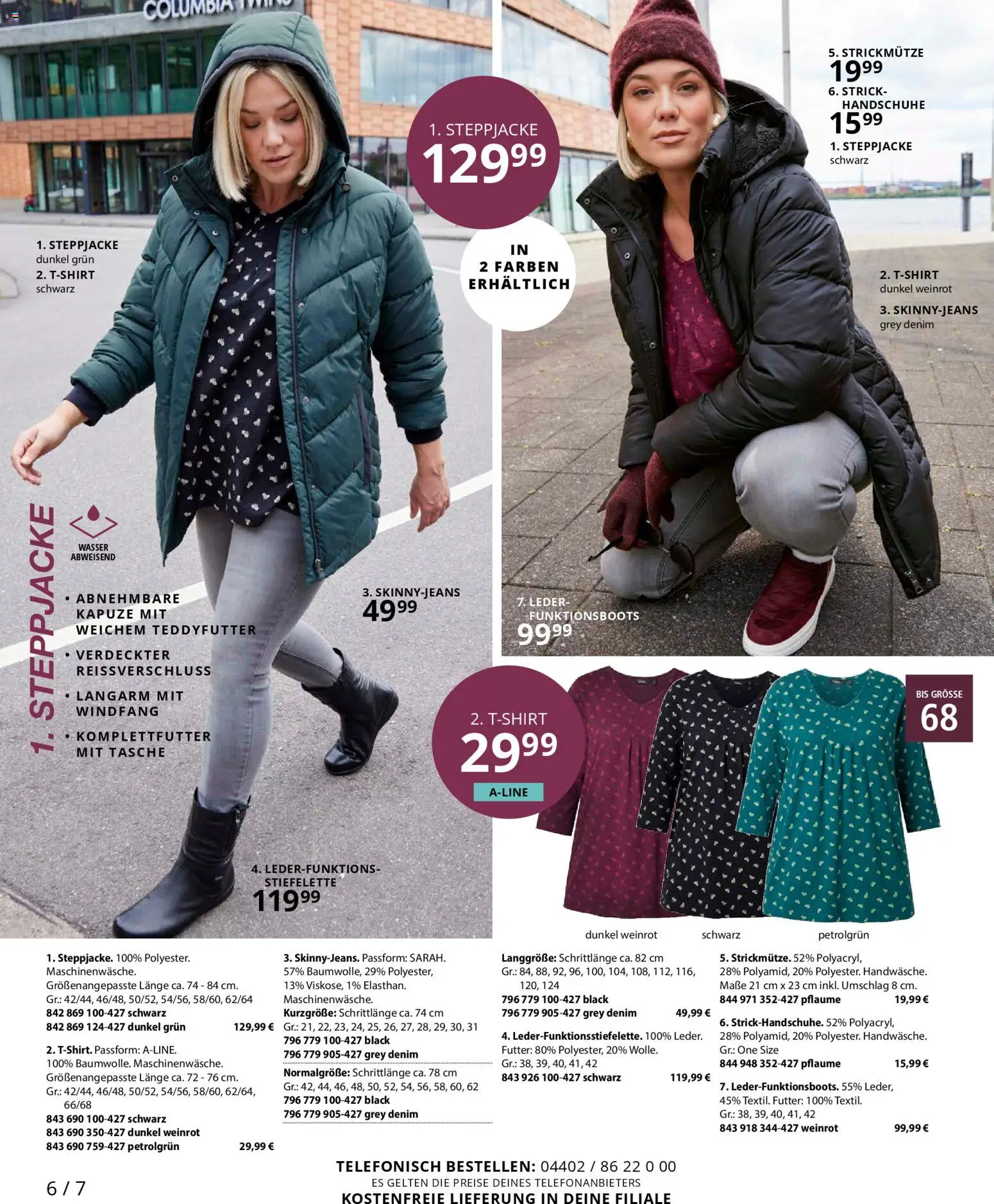 Ulla Popken Prospekt 	 – gültig ab 01.11.2025 | Seite: 6 | Produkte: Tasche, Steppjacke, Wasser, Handschuhe
