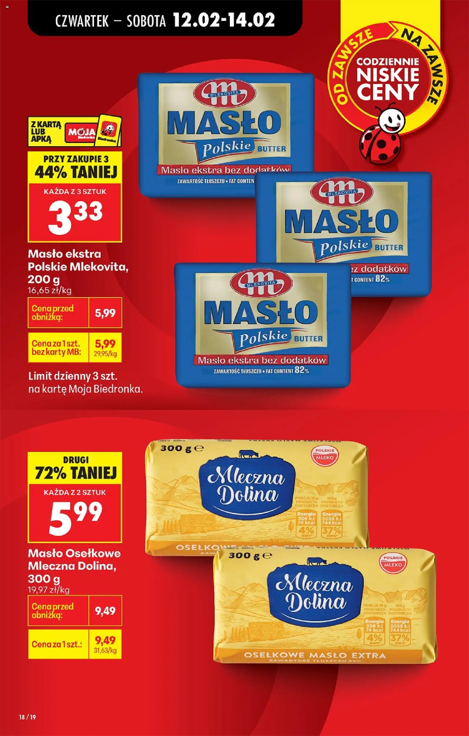 Biedronka gazetka - Oferta w tym tygodniu od 12.02.2026 | Strona: 22 | Produkty: Karta, Mleko, Masło