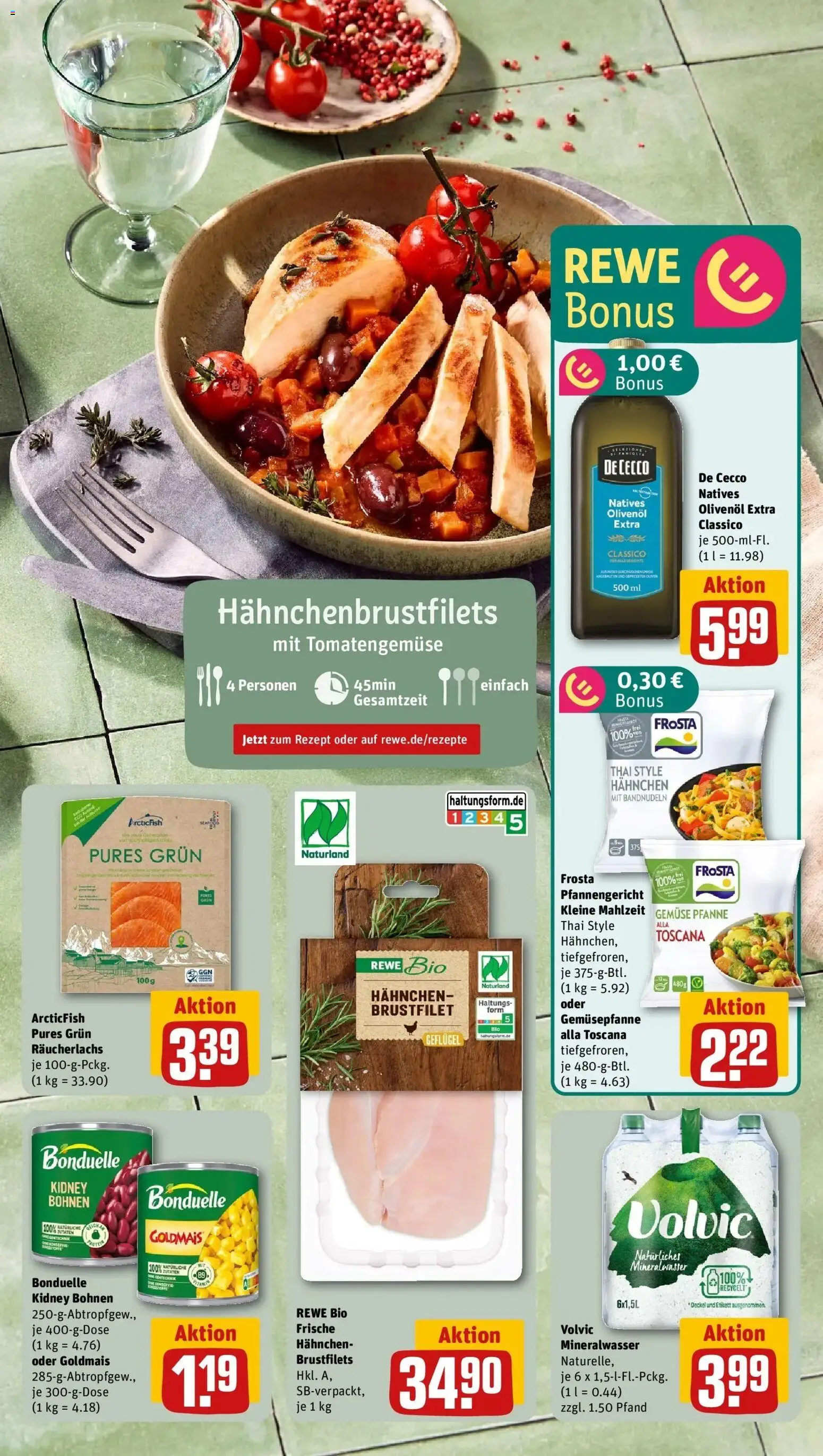 Rewe Prospekt Berlin / Lichtenberg	 – gültig ab 05.04.2026 | Seite: 5 | Produkte: Hahnchen, Olivenol, Frosta, Volvic