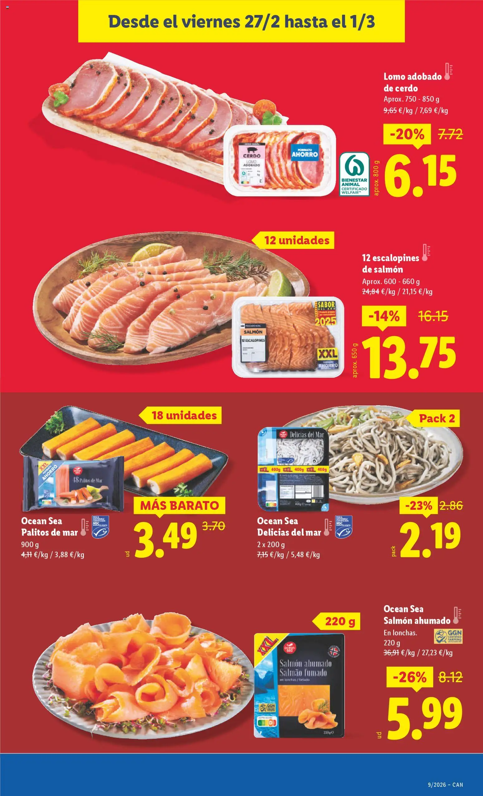 Lidl - Canarias │ válido desde el 23.02.2026 | Página: 17 | Productos: Cerdo, Salmón ahumado