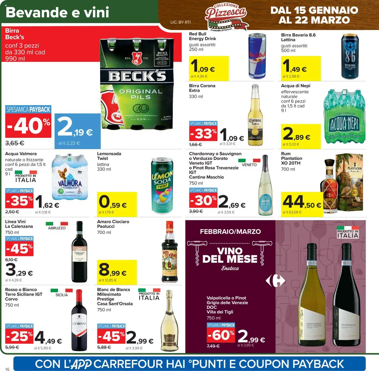 Volantino Carrefour del 17.02.2026 | Pagina: 16 | Prodotti: Birra, Acqua, Vino, Amaro