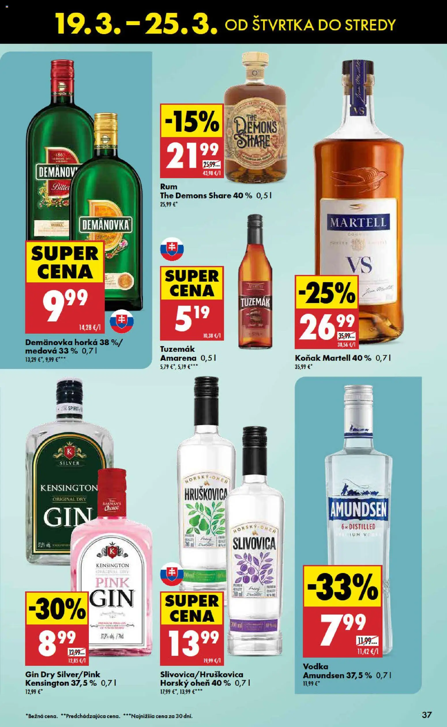 Nové Biedronka akcie – leták je platný od 19.03.2026 | Strana: 37 | Produkty: Slivovica, Gin, Vodka, Koňak
