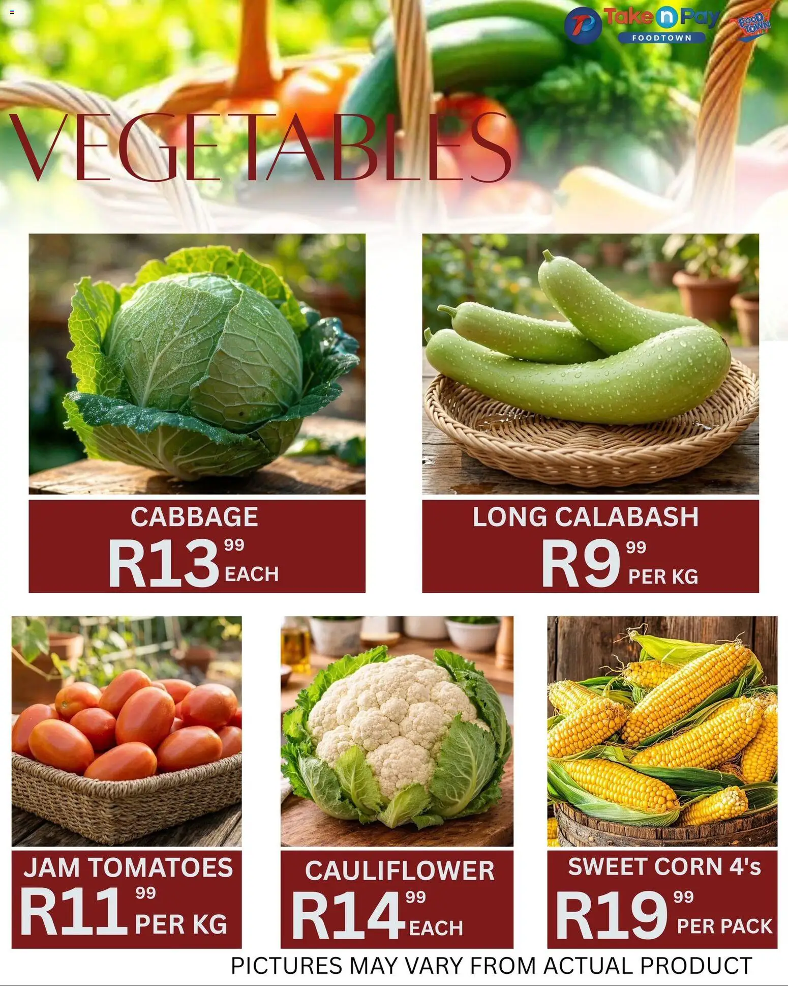 New Take n Pay catalogue – valid from 13.03.2026 | Page: 9 | Products: Cauliflower, Jam, Tomatoes, Vegetables