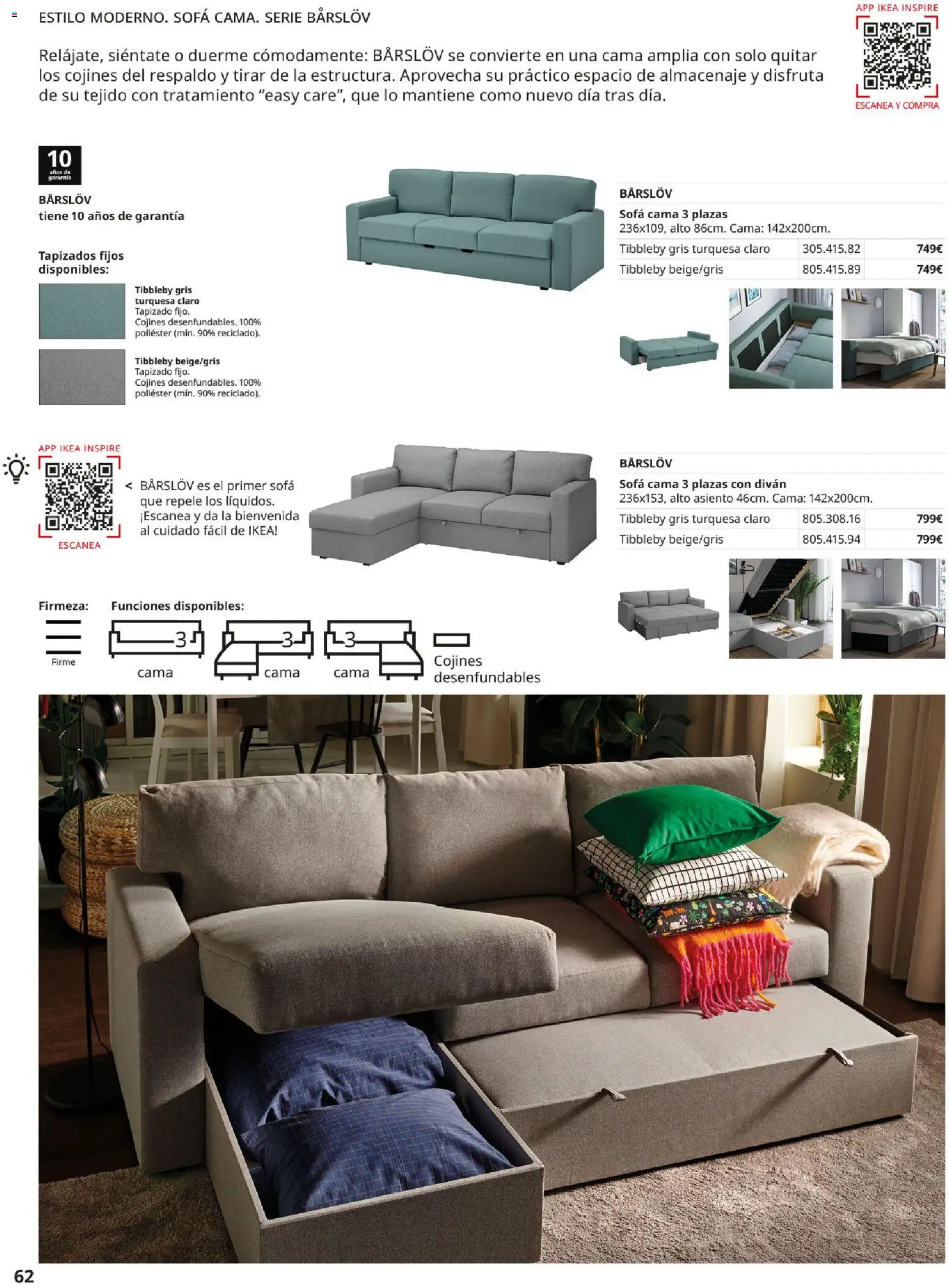 Catálogo IKEA Sofás │ válido desde el 02.12.2025 | Página: 62 | Productos: Sofá cama, Cama, Almacenaje, Sofá