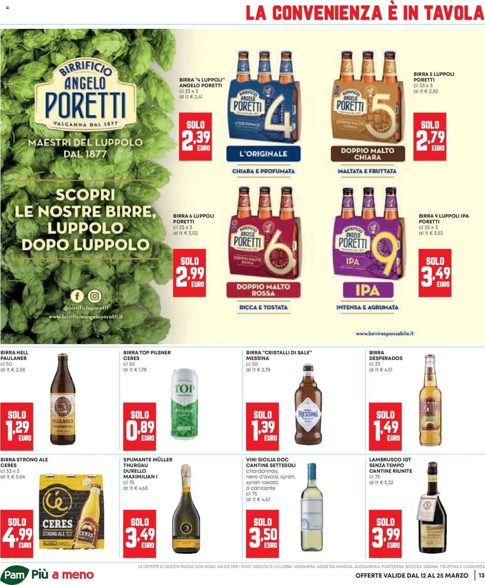Volantino Panorama del 12.03.2026 | Pagina: 13 | Prodotti: Birra, Sale, Ceres, Spumante