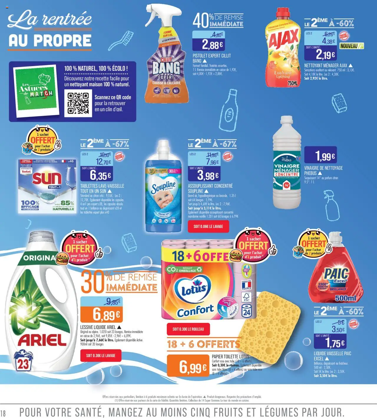  | Page: 18 | Produits: Lessive Liquide Ariel, Papier toilette, Tefal, Lessive