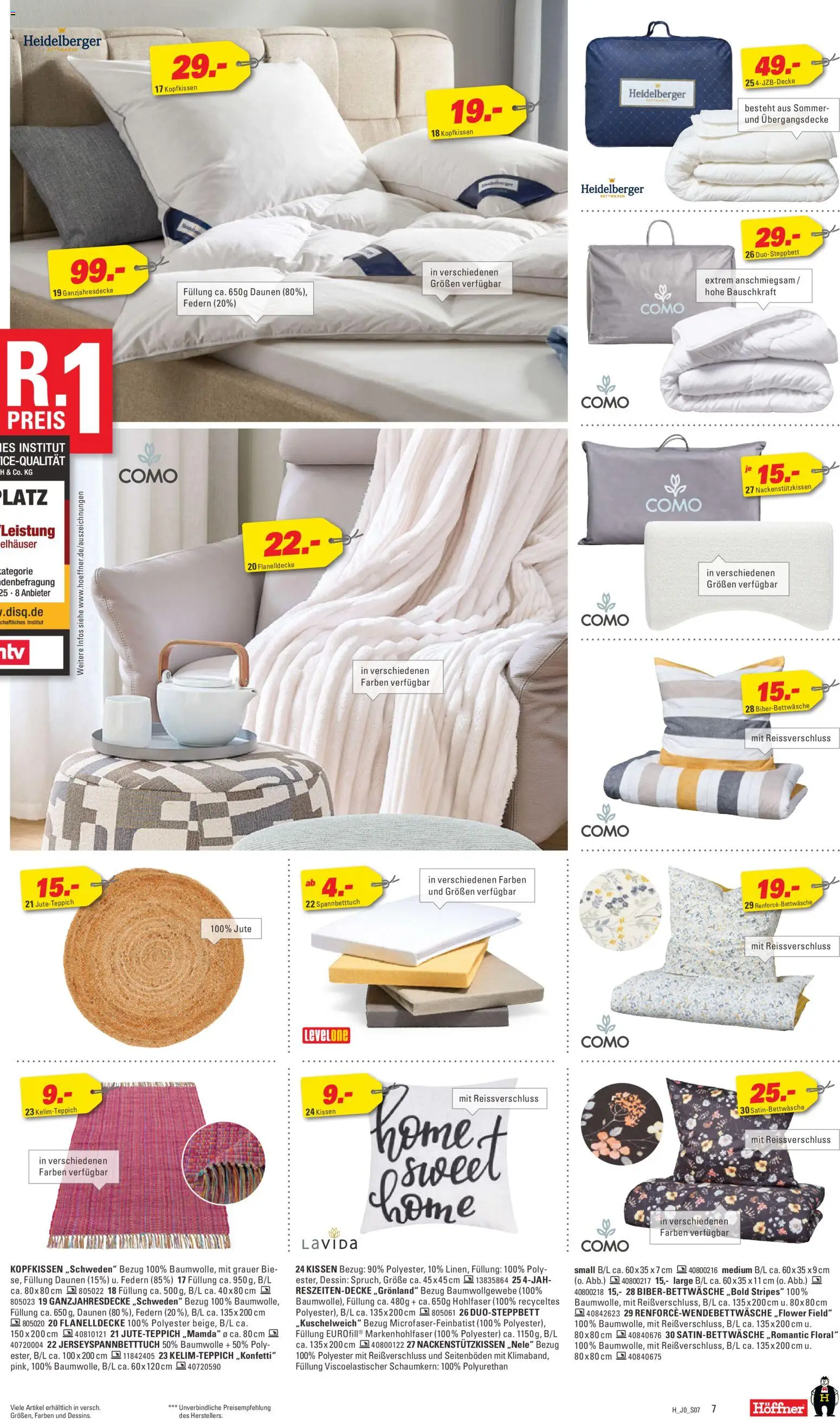 Höffner Prospekt 	 – gültig ab 02.01.2026 | Seite: 7 | Produkte: Kissen, Kopfkissen