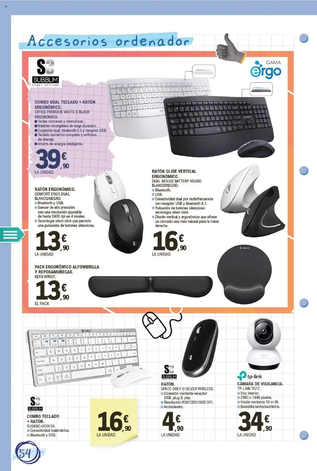 E.Leclerc folleto │ válido desde el 11.08.2025 | Página: 54 | Productos: Alfombrilla, Ordenador, Mouse, Bombilla