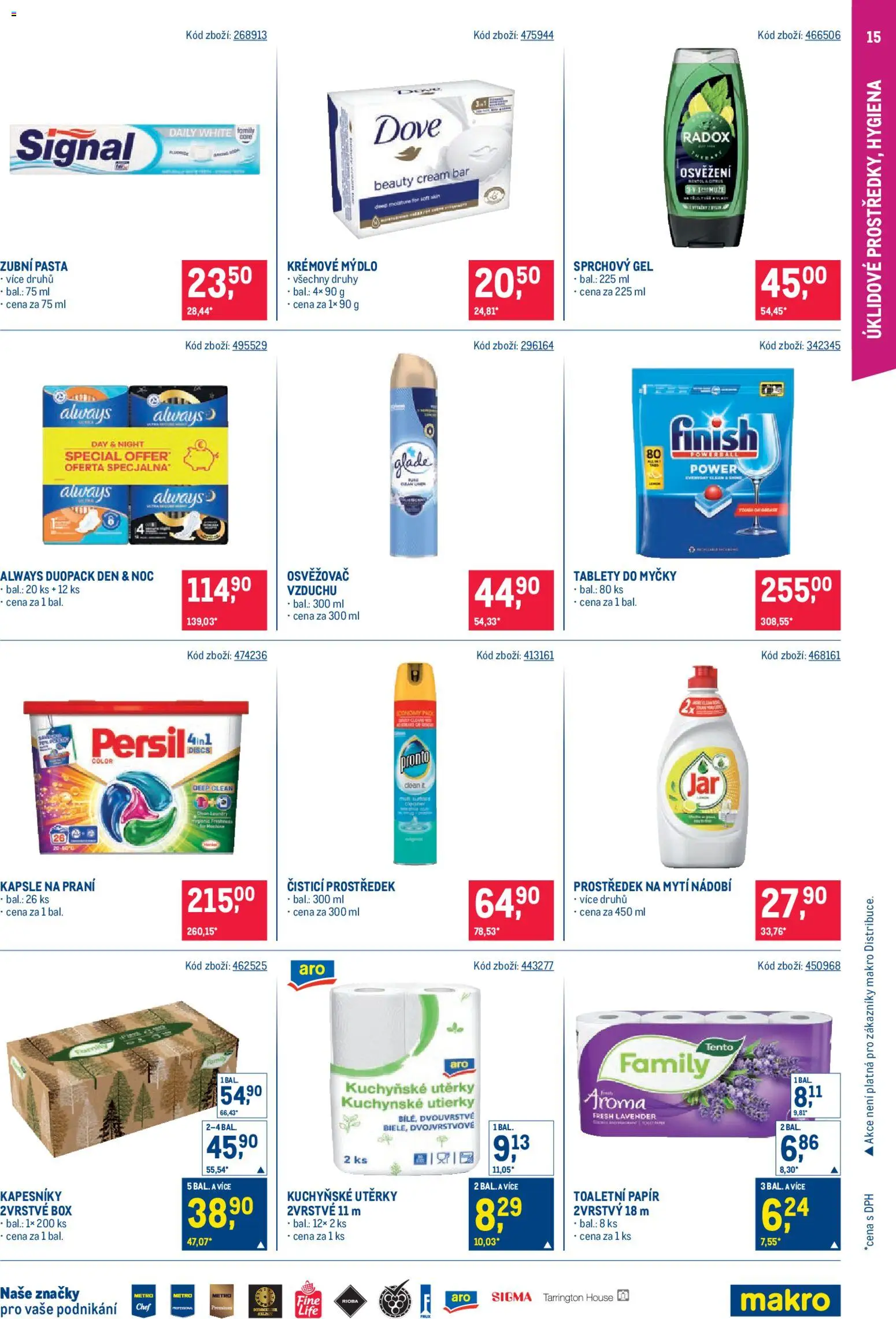 Makro leták - Maloobchod od 03.12.2025 | Strana: 15 | Produkty: Prostředek na mytí nádobí, Kuchyňské utěrky, Kapsle, Utěrky