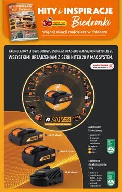 Ładowarka do akumulatorów 20 V, Ładowarka do akumulatorów 20 V, moc: 50 W, czas ładowania: 2,5 Ah - 65 min, 4 Ah - 110 min, wskaźnik ładowania LED od 15.09.2025 | Strona: 78 | Produkty: Ładowarka