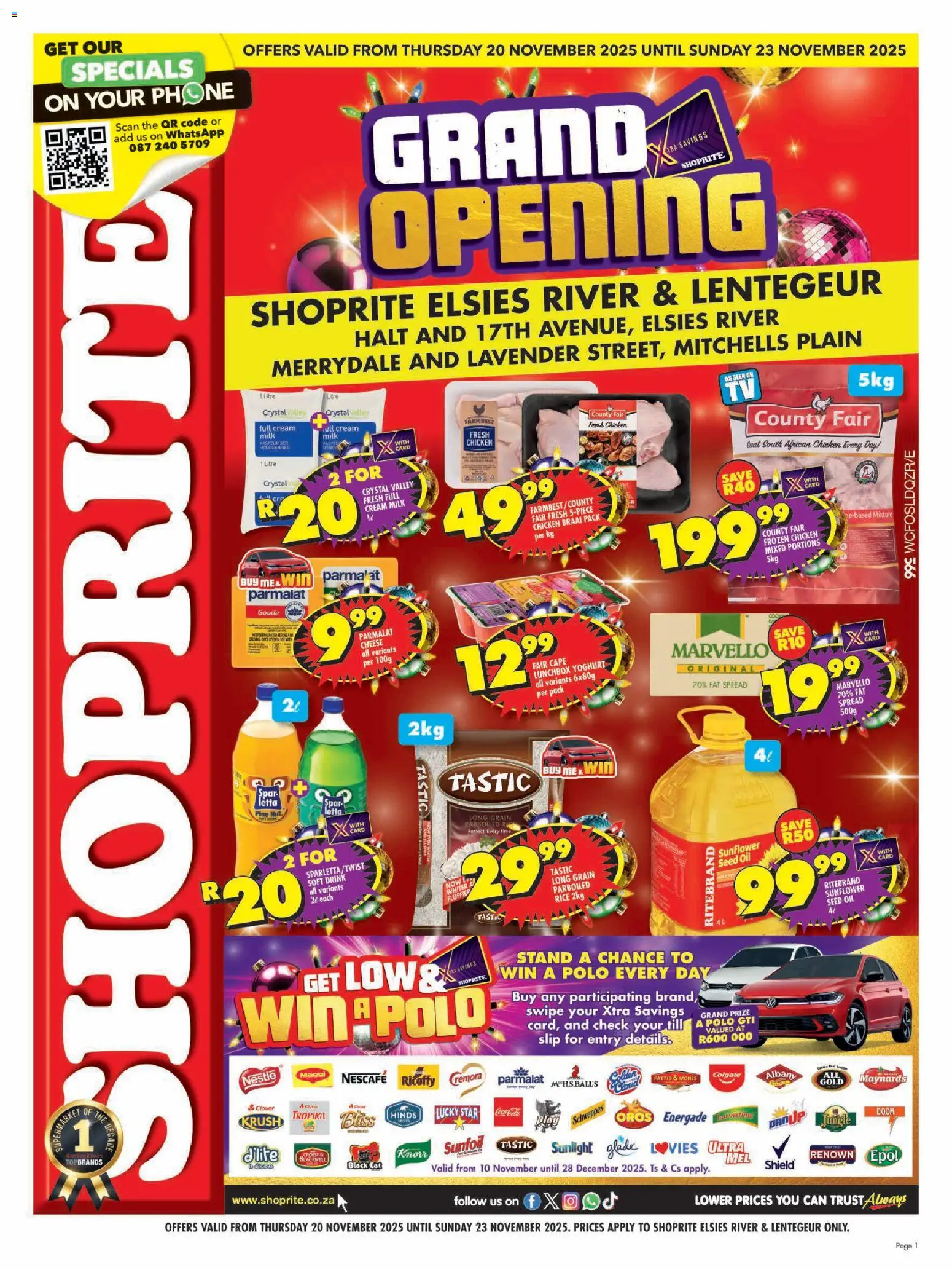 New Shoprite catalogue – valid from 20.11.2025 | Page: 1 | Products: Phone, Cheese, Oil, Rice