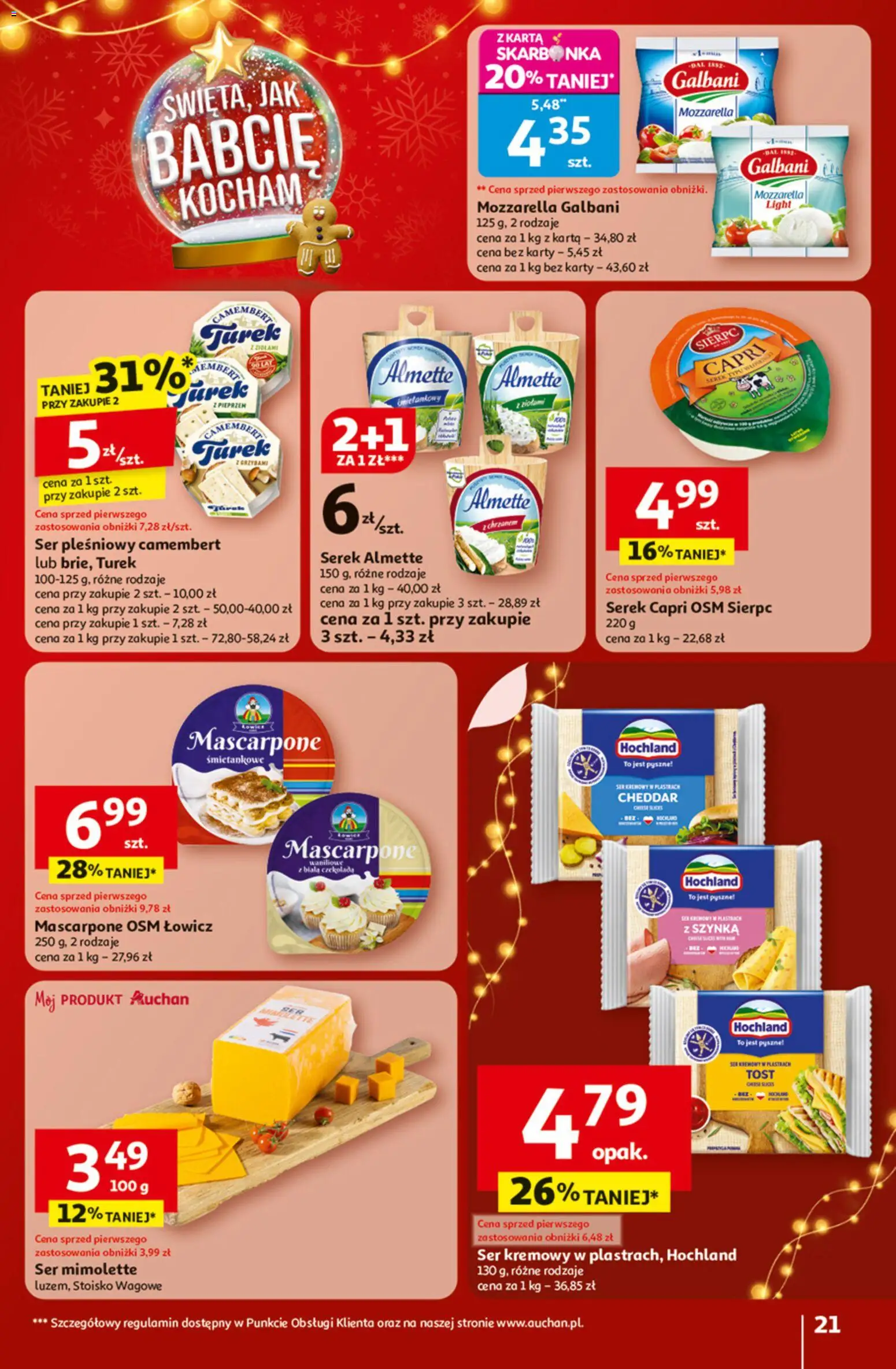 Auchan Black Friday od 20.11.2025 | Strona: 21 | Produkty: Szynka, Camembert, Mascarpone, Cheddar