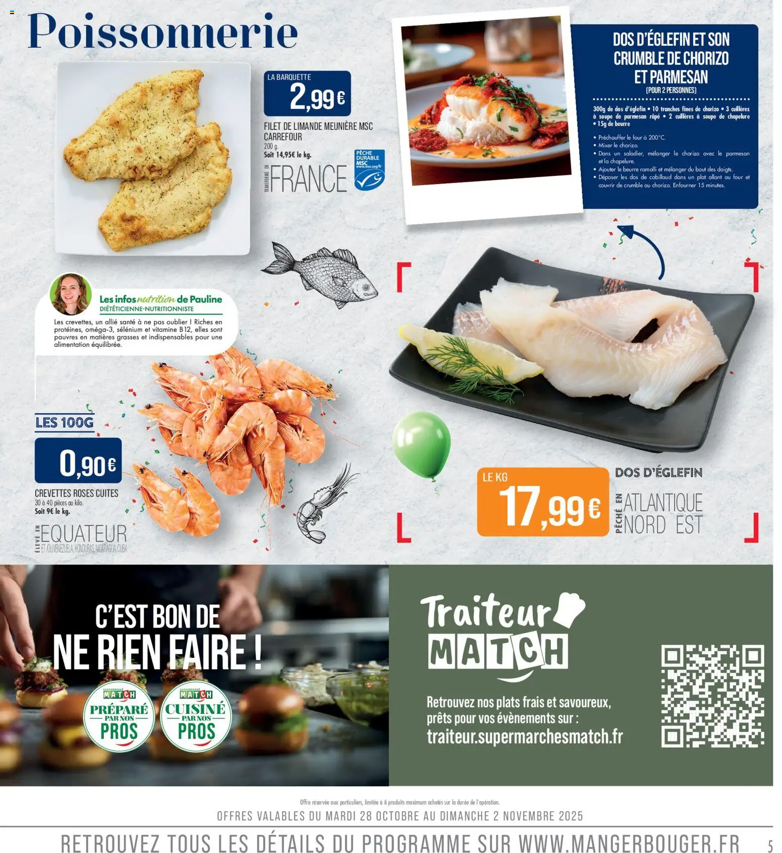 {H1} | Page: 5 | Produits: Crevettes, Parmesan, Dos de cabillaud, Chapelure