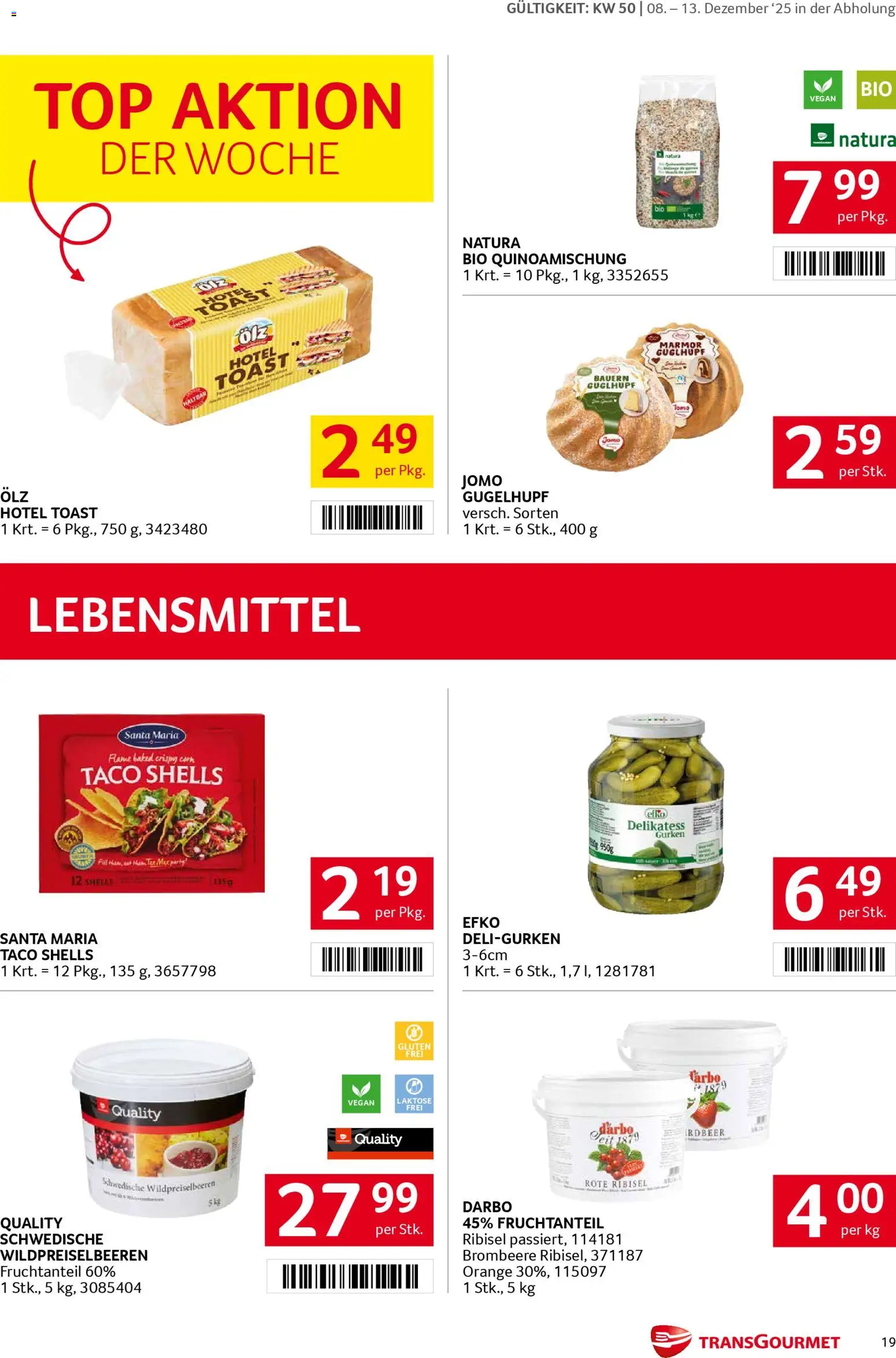 Transgourmet Flugblatt gültig ab 08.12.2025 | Seite: 19 | Produkte: Gurken, Libacomb