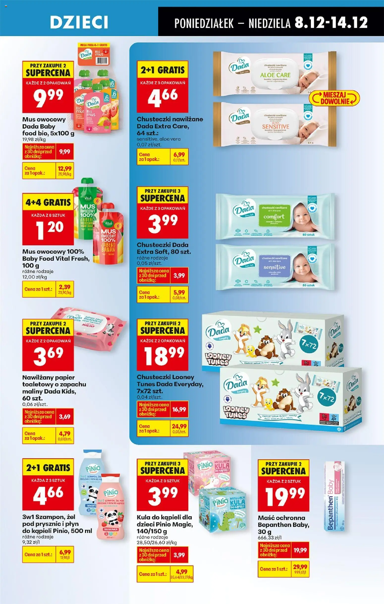 Biedronka gazetka od 08.12.2025 | Strona: 79 | Produkty: Papier toaletowy, Płyn do kąpieli, Banan, Żel pod prysznic