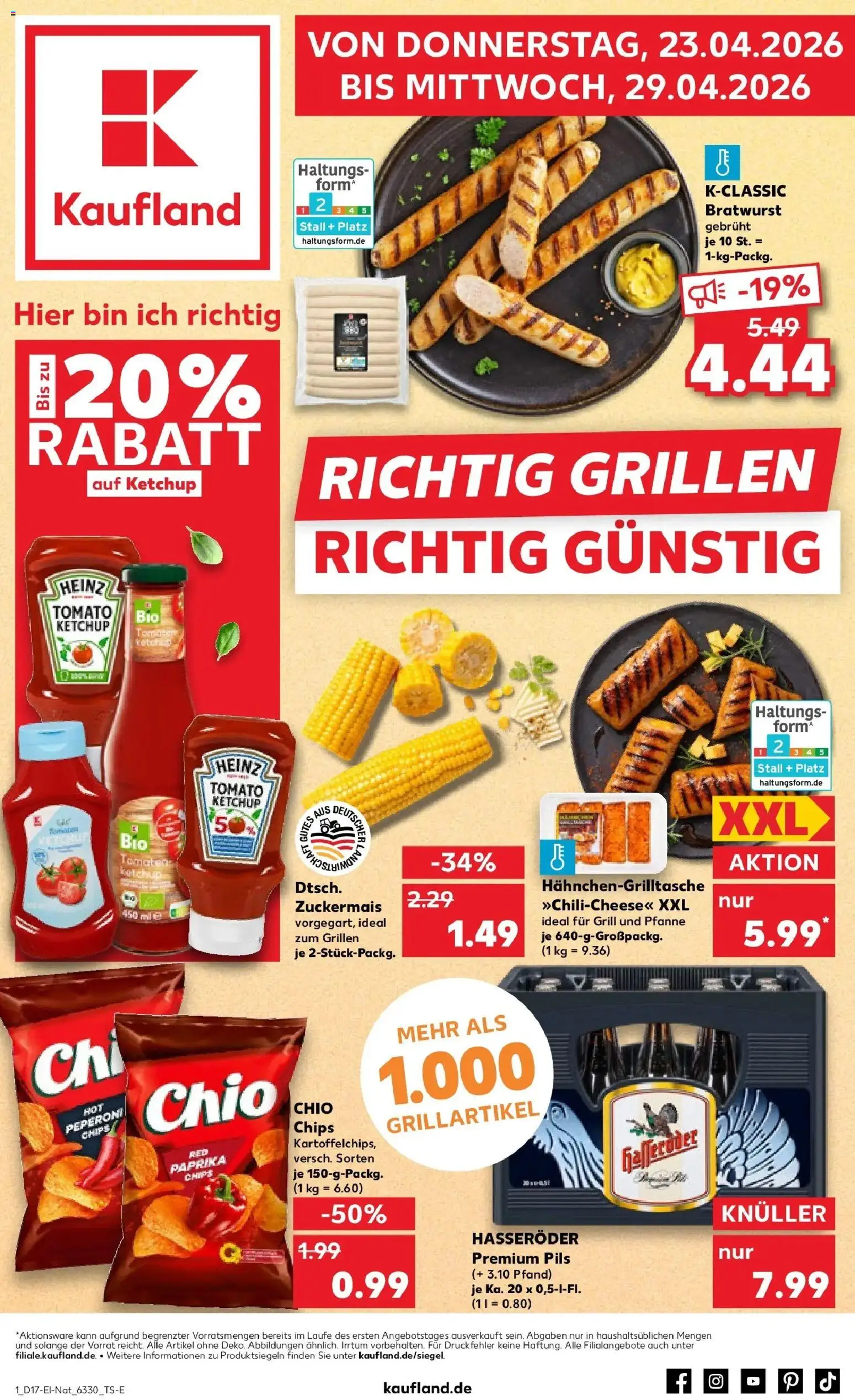 Kaufland Prospekt Hamburg	 – gültig ab 23.04.2026 | Seite: 1 | Produkte: Grill, Tomaten, Paprika, Ketchup