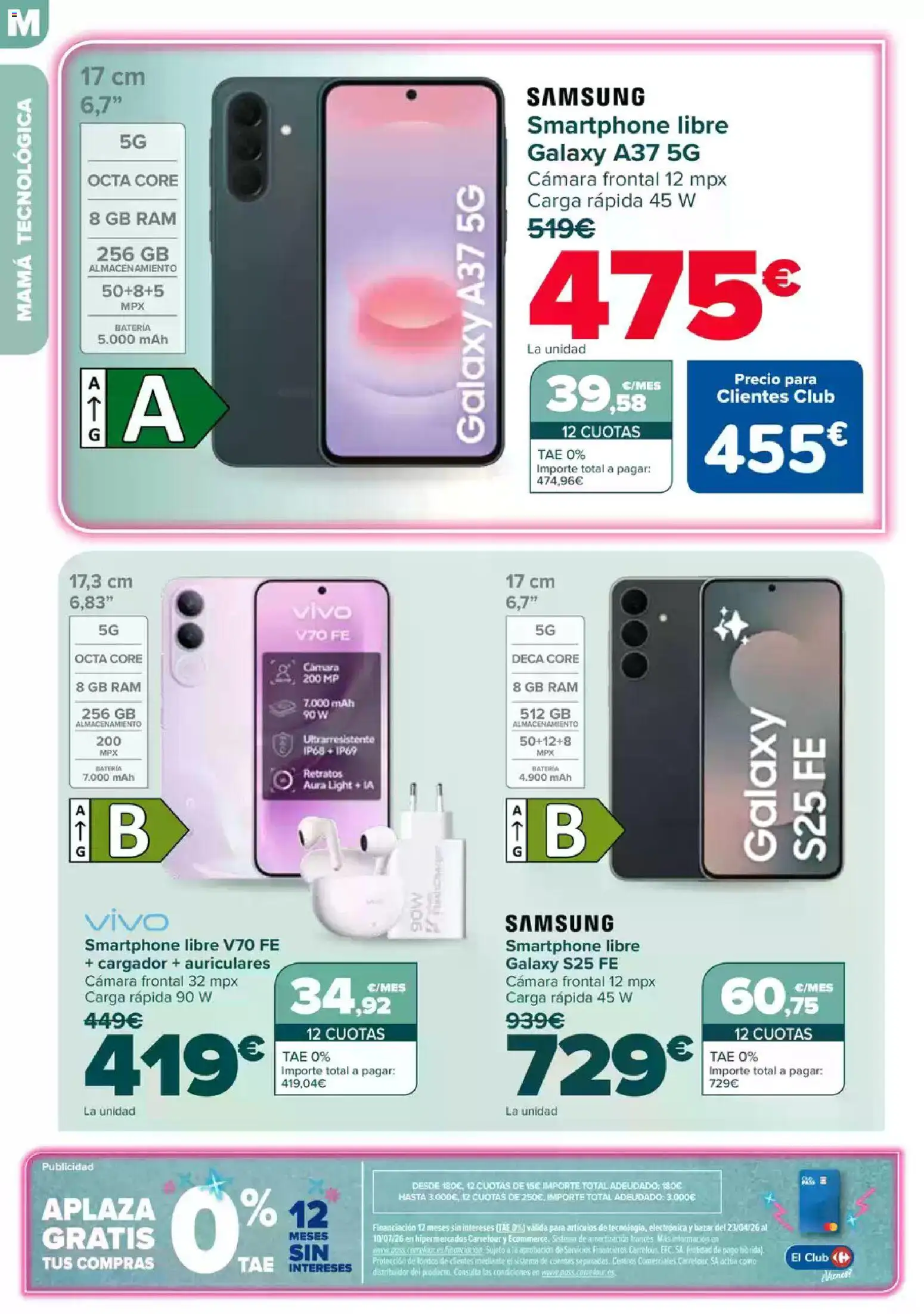 Carrefour Dia de la Madre │ válido desde el 23.04.2026 | Página: 14 | Productos: Smartphone, Auriculares, Cámara, Batería