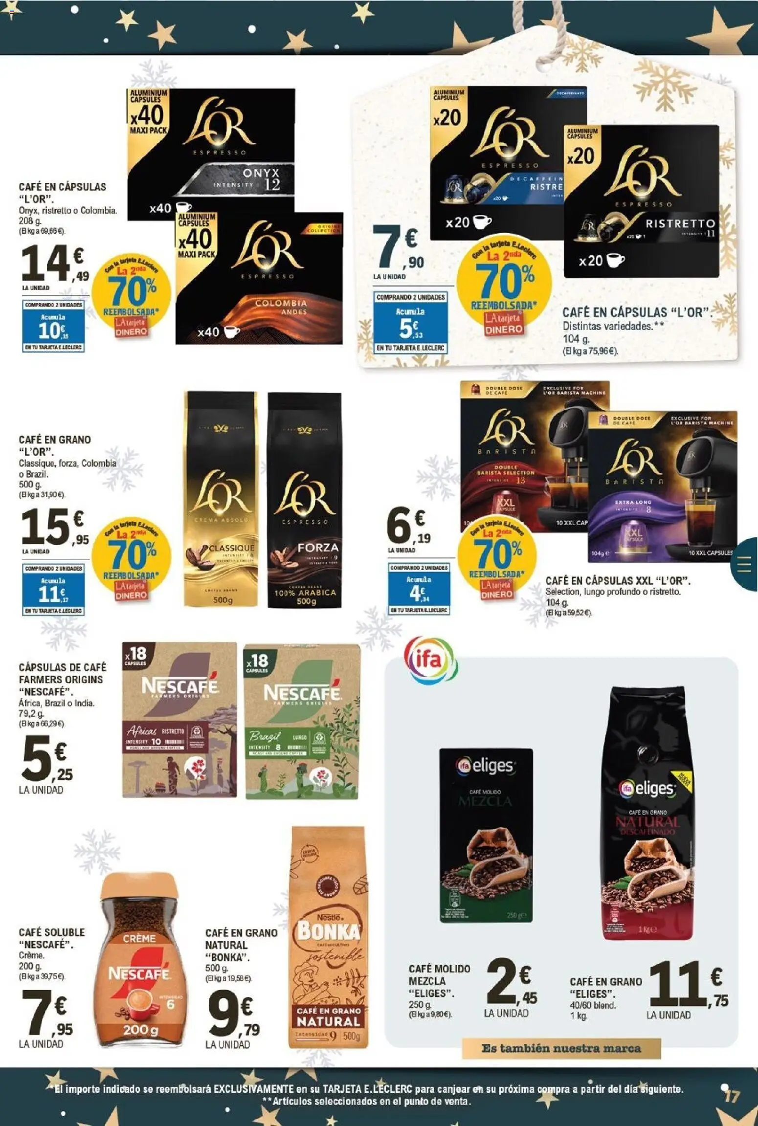 E.Leclerc folleto │ válido desde el 26.12.2025 | Página: 17 | Productos: Café, Café molido, Μηχανή καφέ, Café en grano