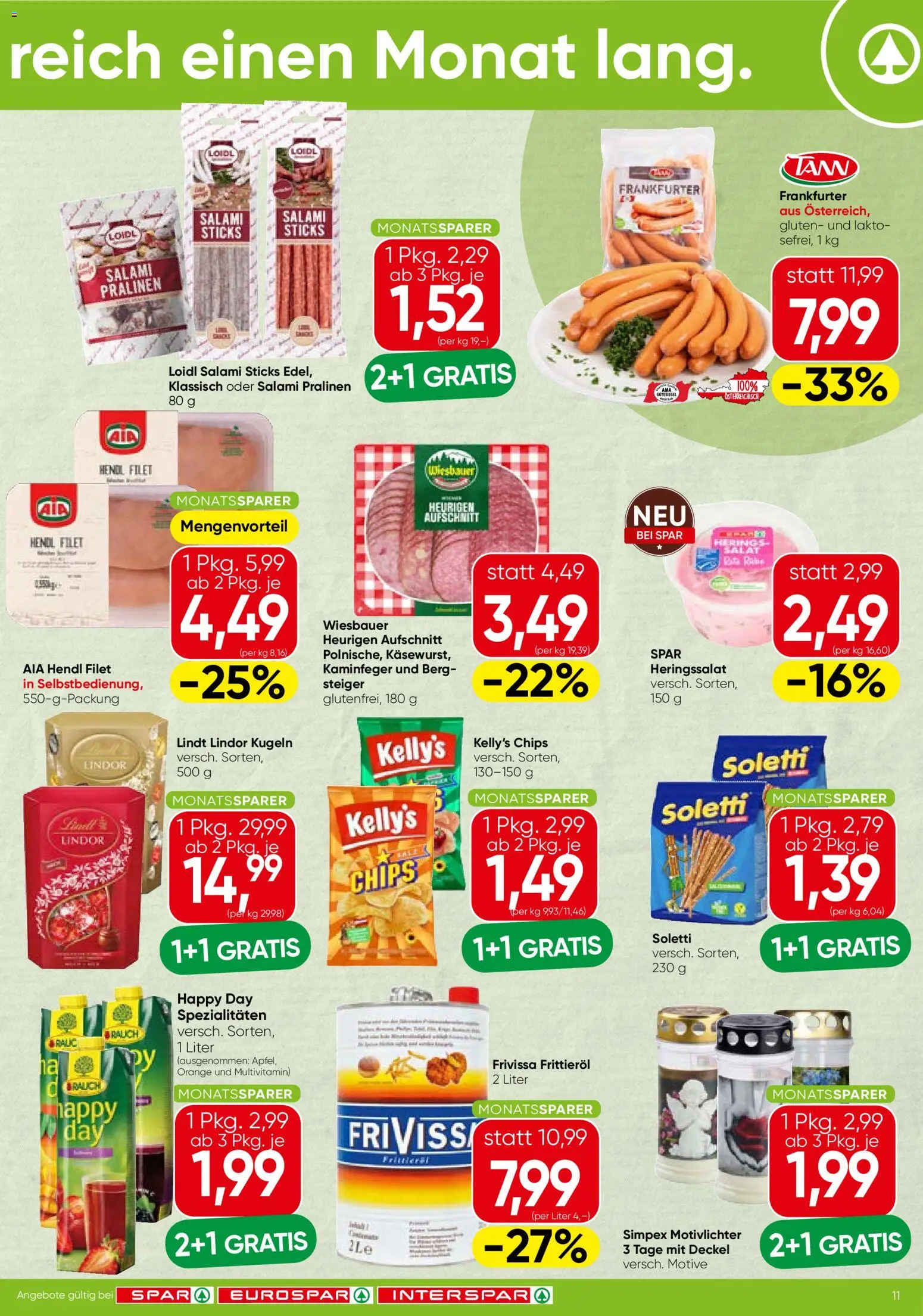 Spar Flublatt - Oberösterreich gültig ab 11.12.2025 | Seite: 11 | Produkte: Salat, Huile à frire, Salami, Papier blanc